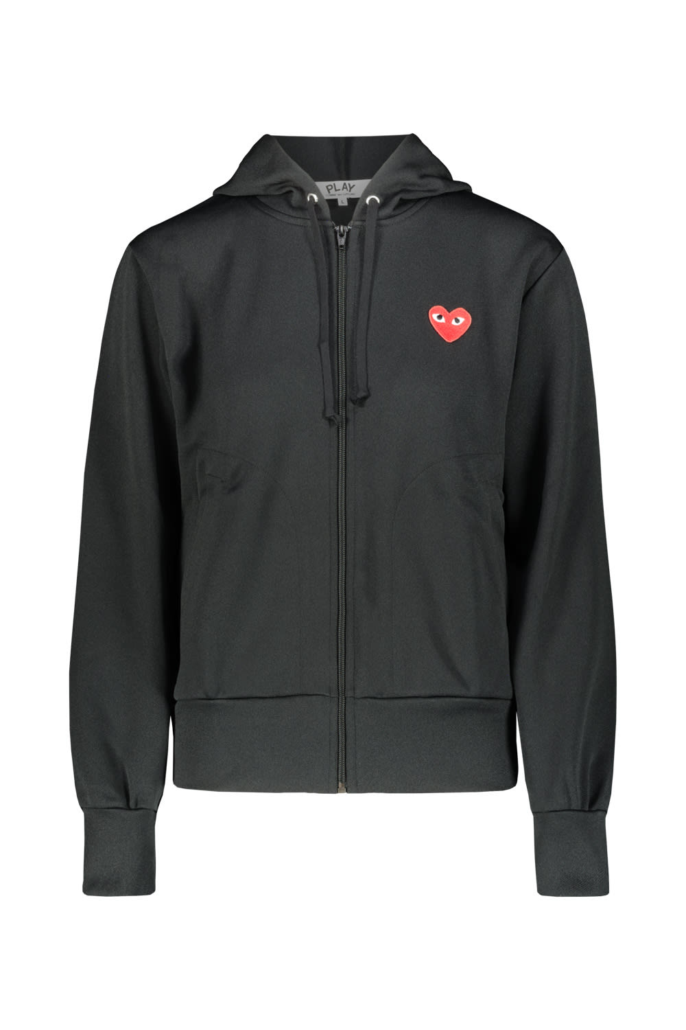 Comme Des Garçons Play Black Zipped Hoodie With Red Heart In Blk