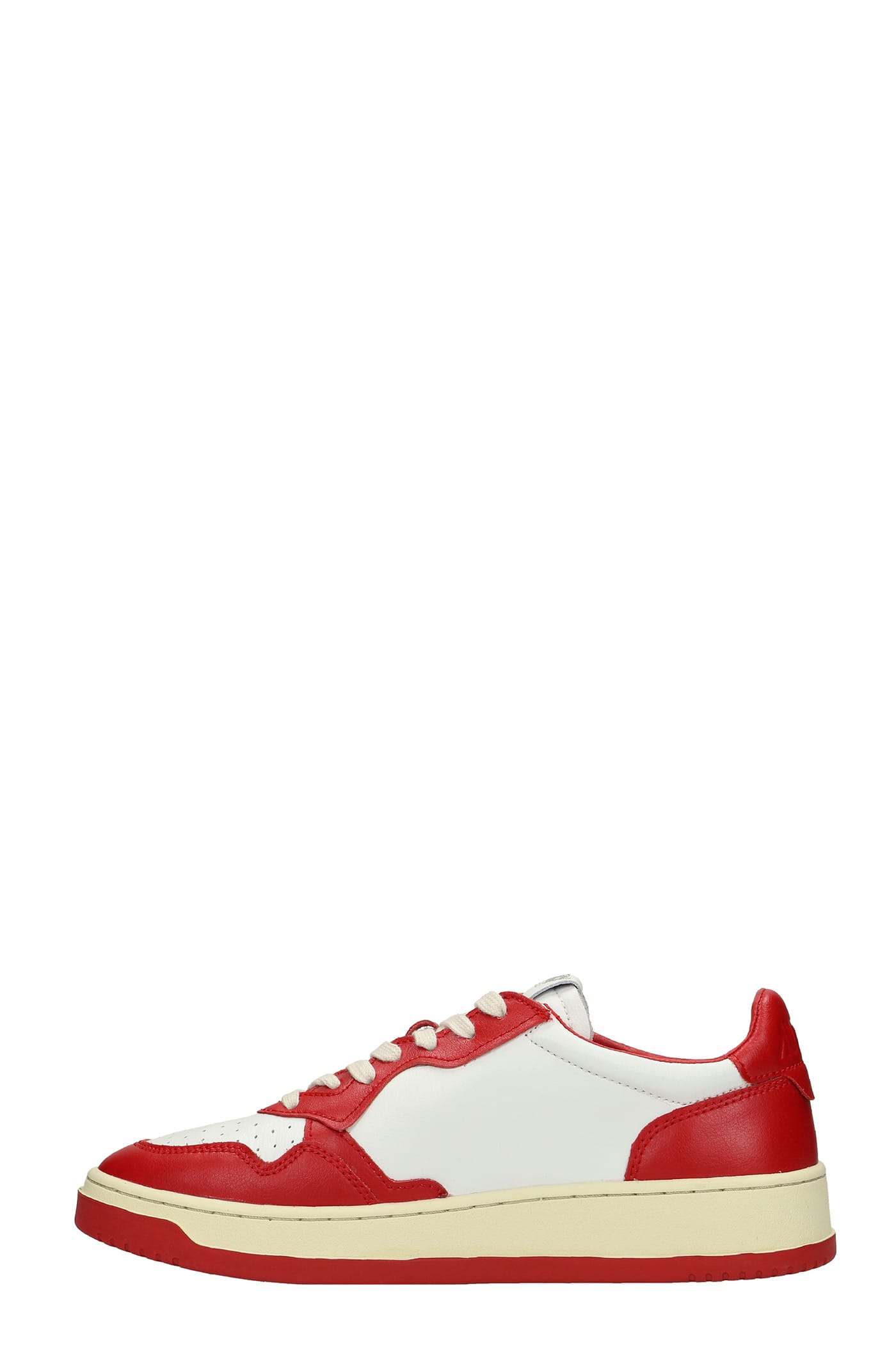 Shop Autry 01 Sneakers In Red Leather In White/red