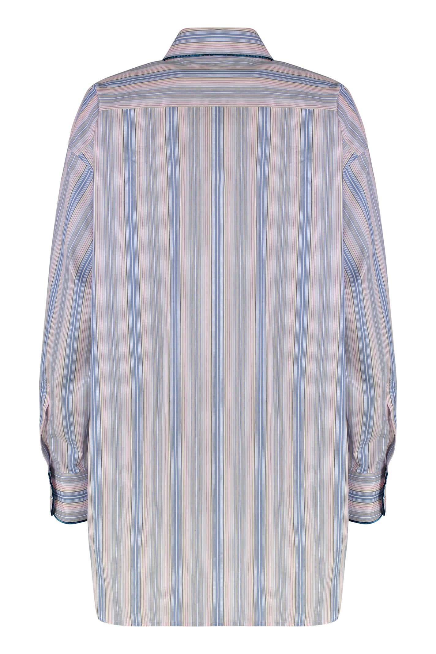 Etro Striped Cotton Shirt In Blue