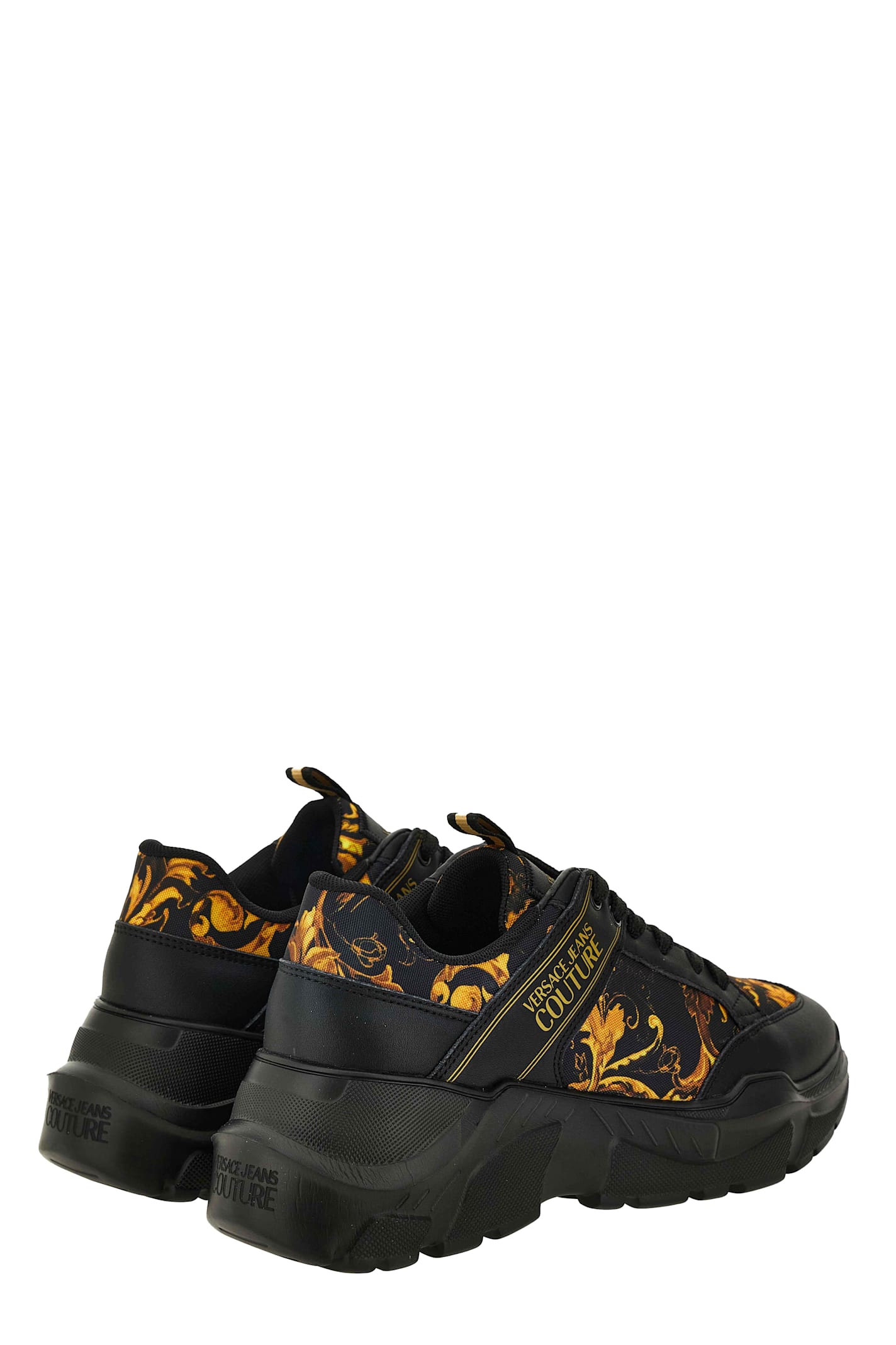 Versace Jeans Couture Watercolor Couture-print Sneakers In Black