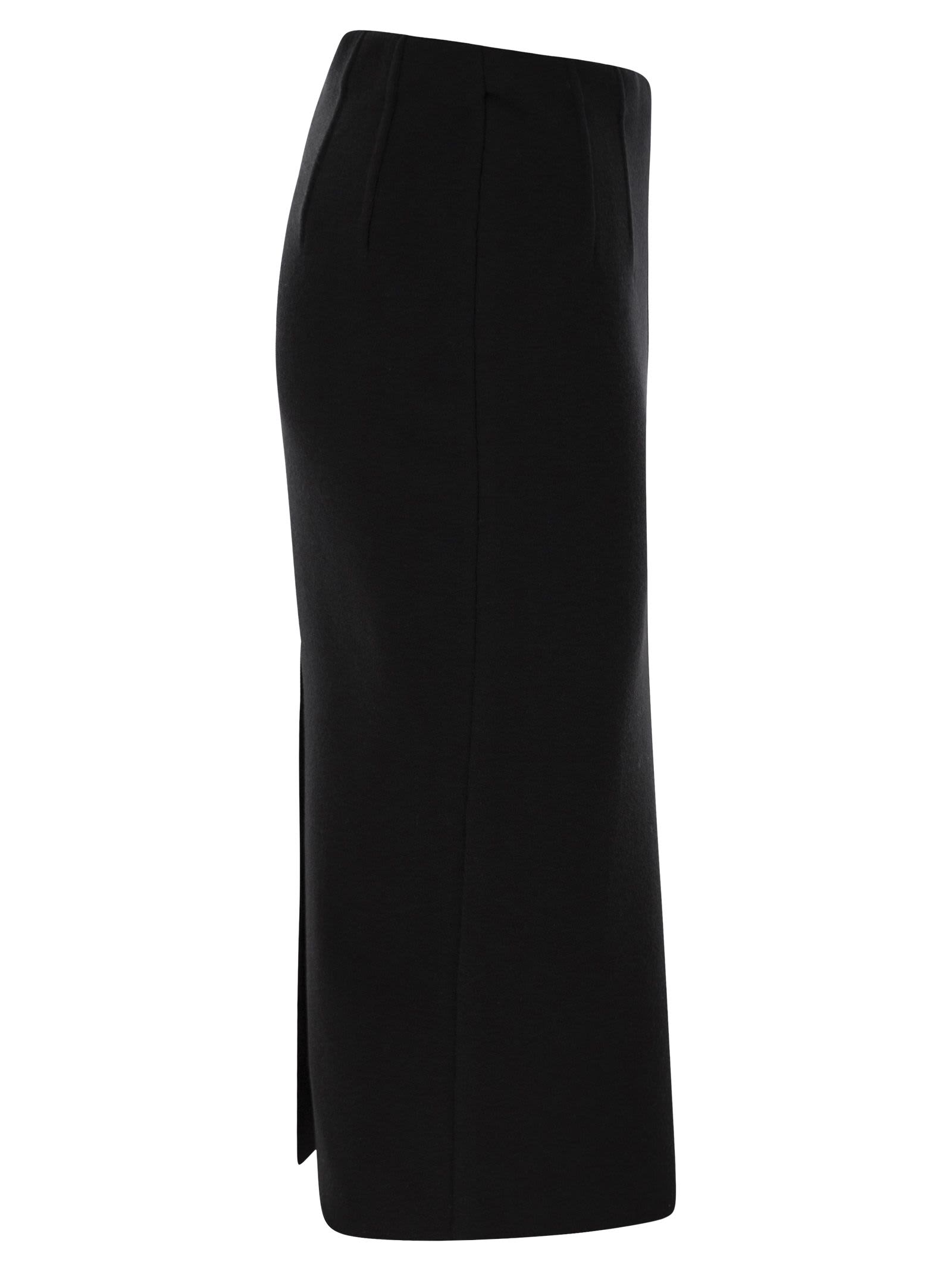 Elisabetta Franchi Wool Fabric Skirt In Black