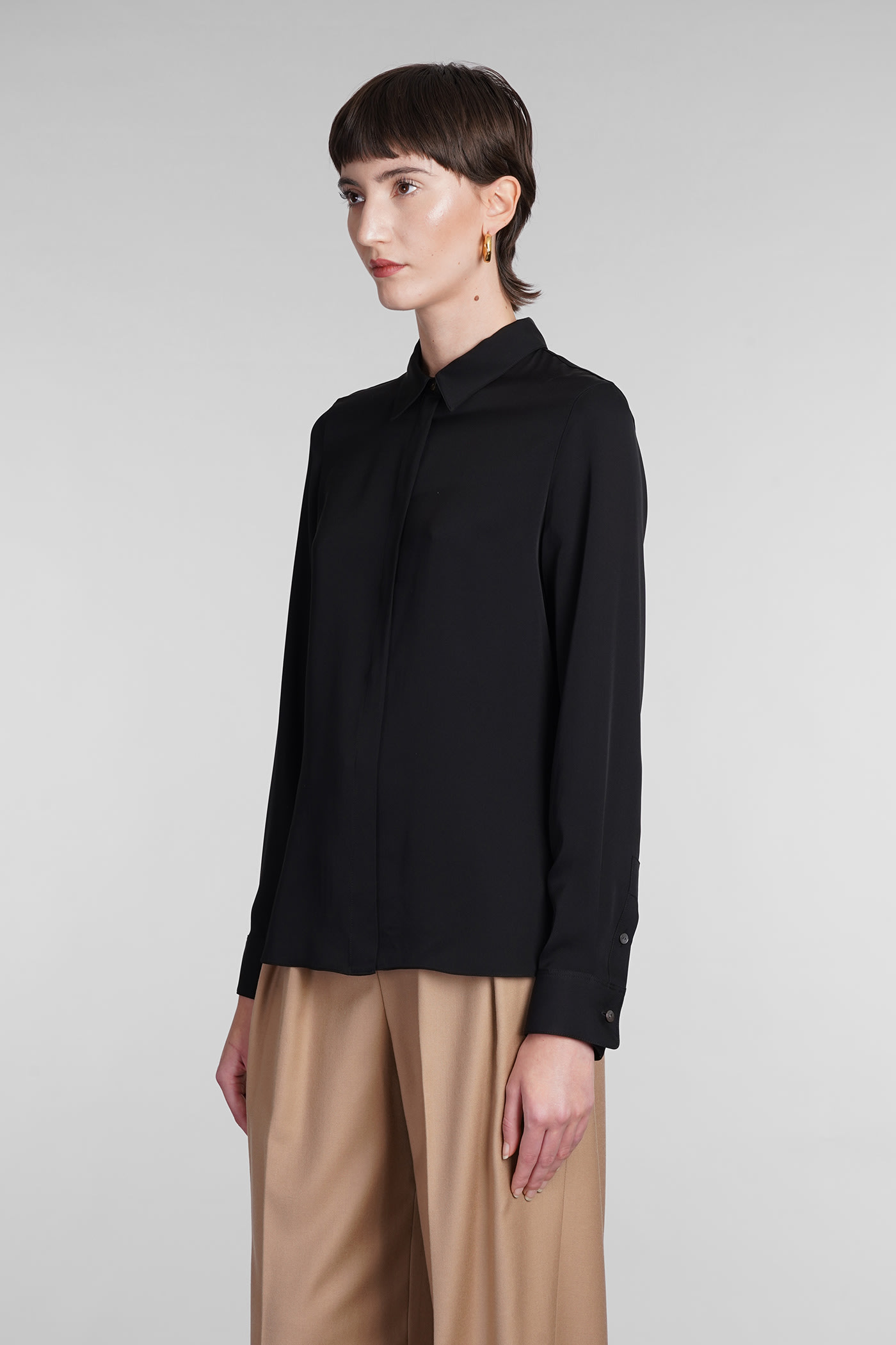 Shop Theory Classic Fitted Shirt Shirt In Black Silk