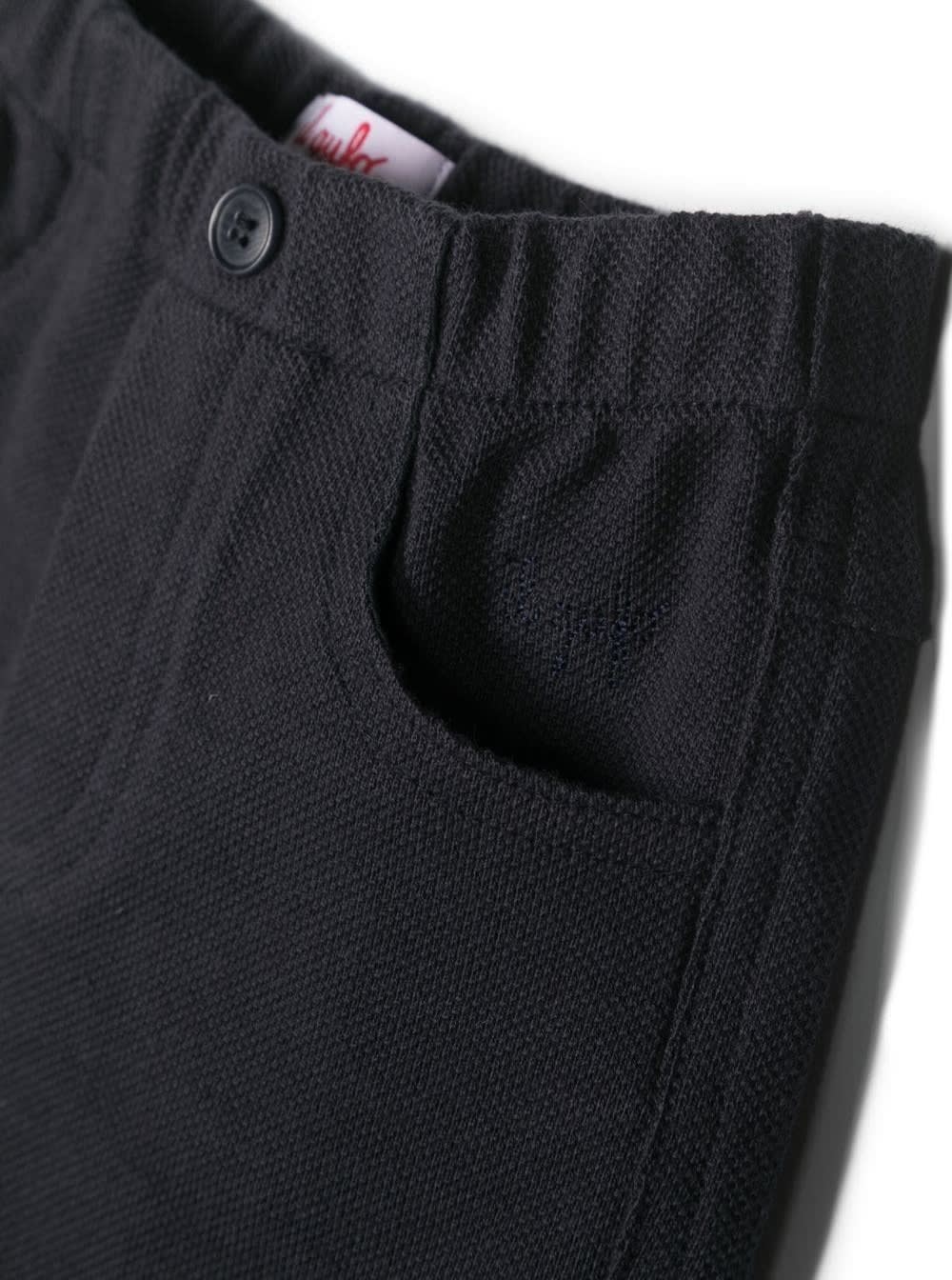 Shop Il Gufo Black Pants In Cotton Baby In Blu