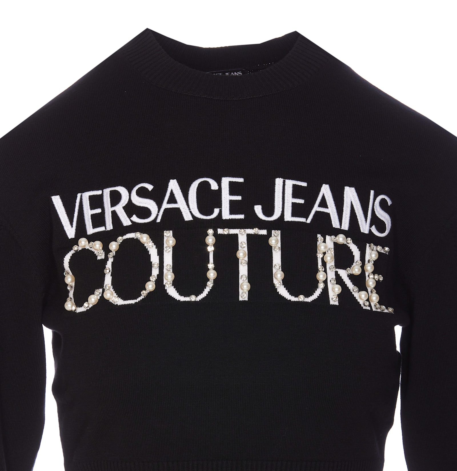 Shop Versace Jeans Couture Logo Sweater In Black