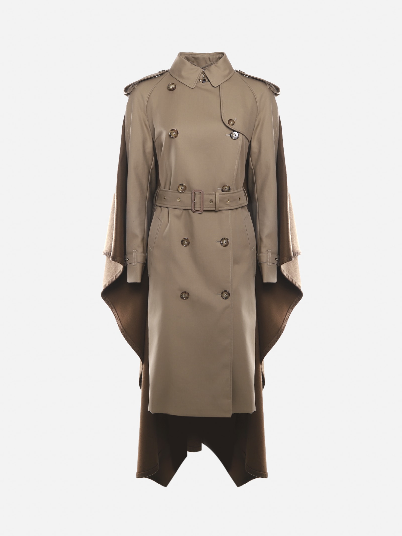 Burberry Beige Cotton Trench With Cashmere Detail