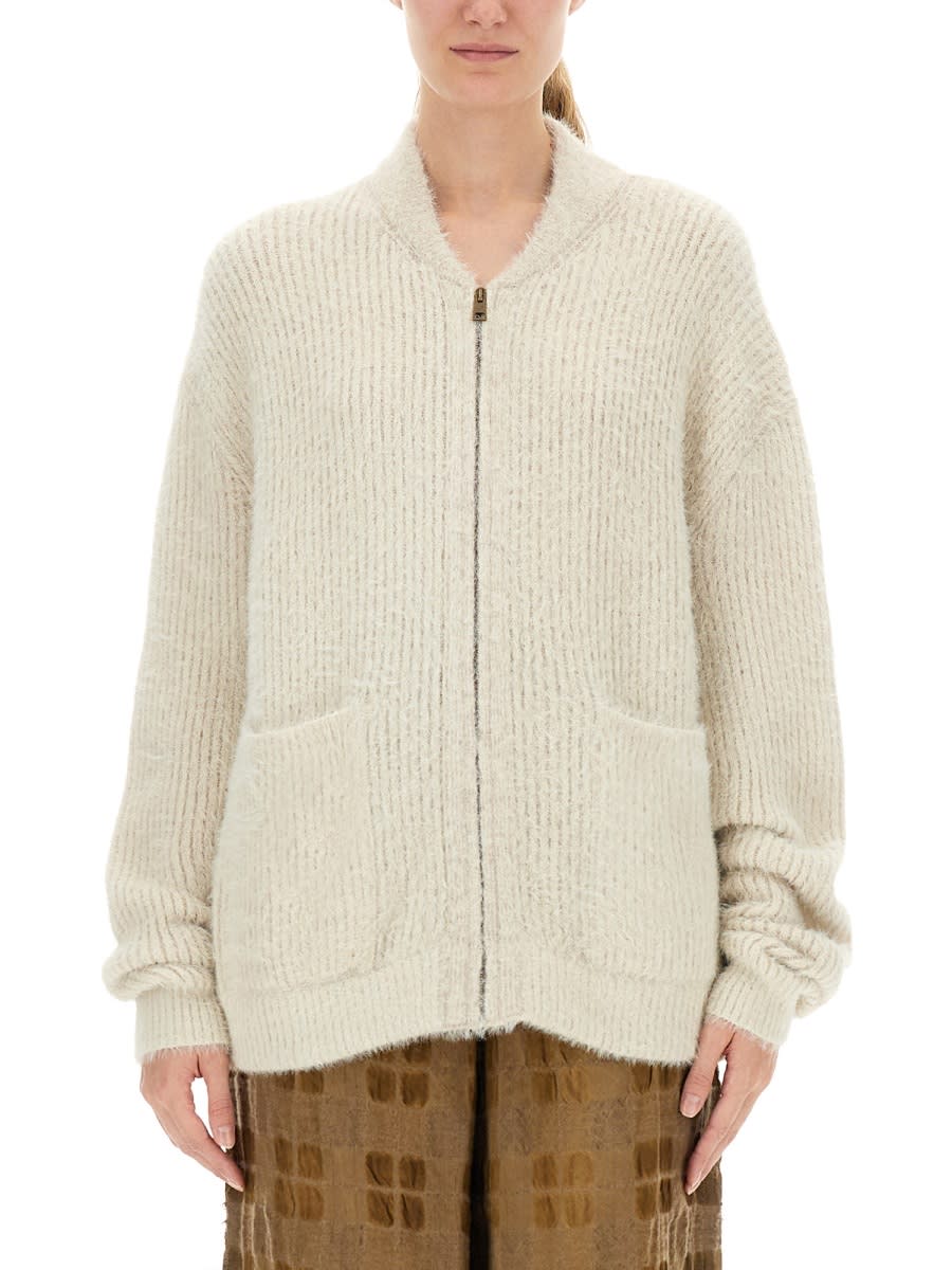 Uma Wang Soft Knit Cardigan Long Sleeves In White