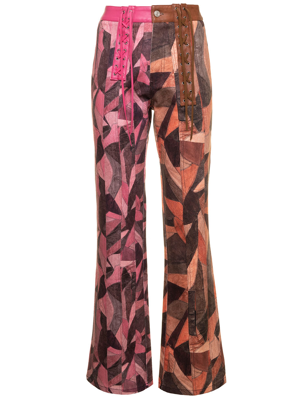 Patchwork Straight Pants With Corset Effect Multicolor Woman Andersson Bell