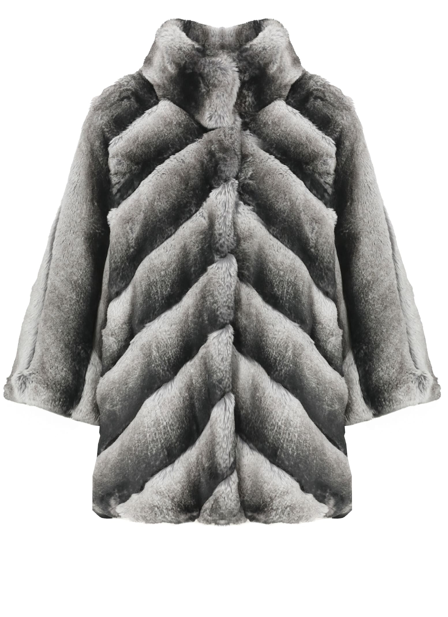 Betta Corradi Faux Fur Coat In Gray