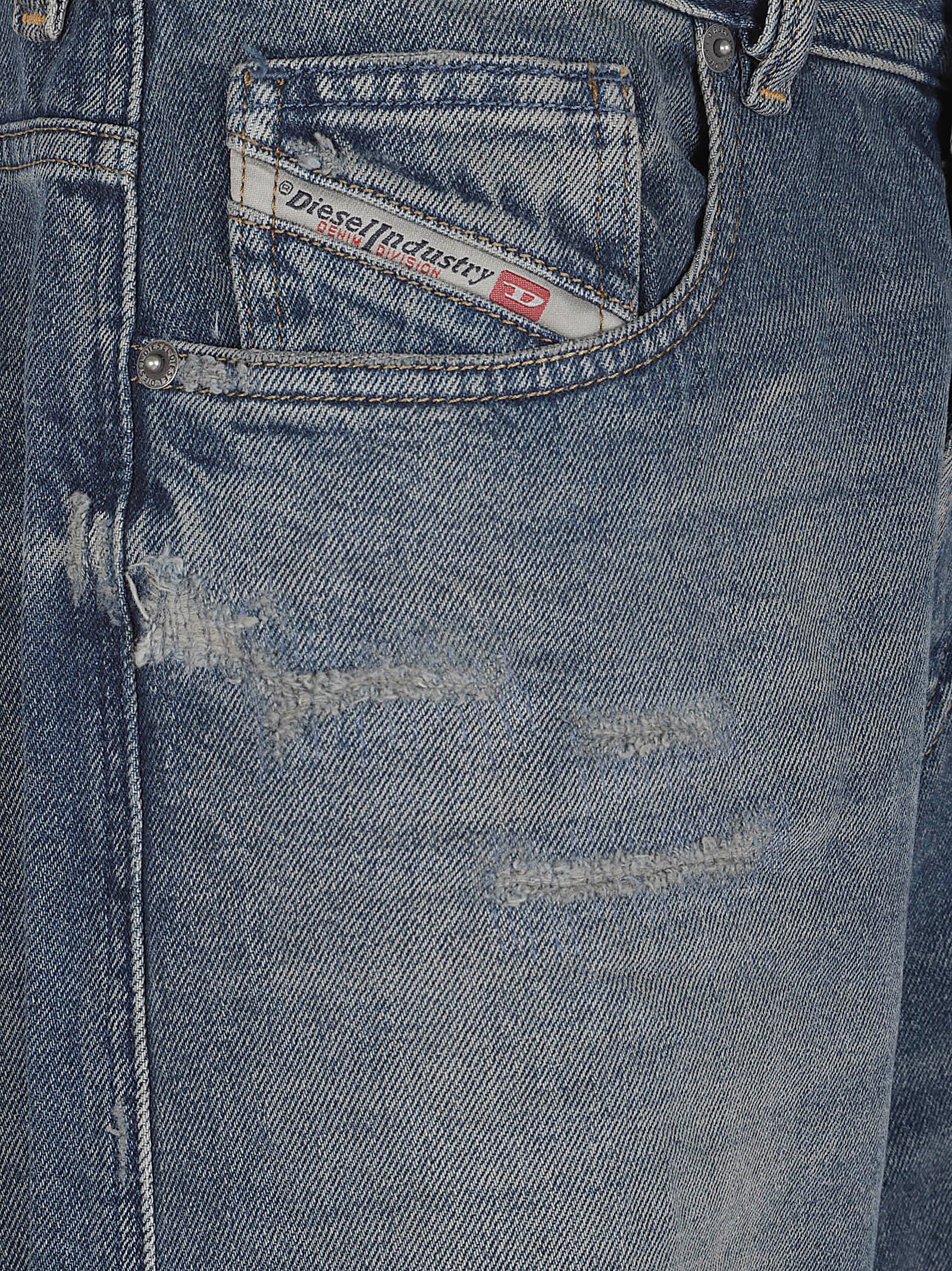 Diesel Cropped Organic Cotton Jeans In Blue