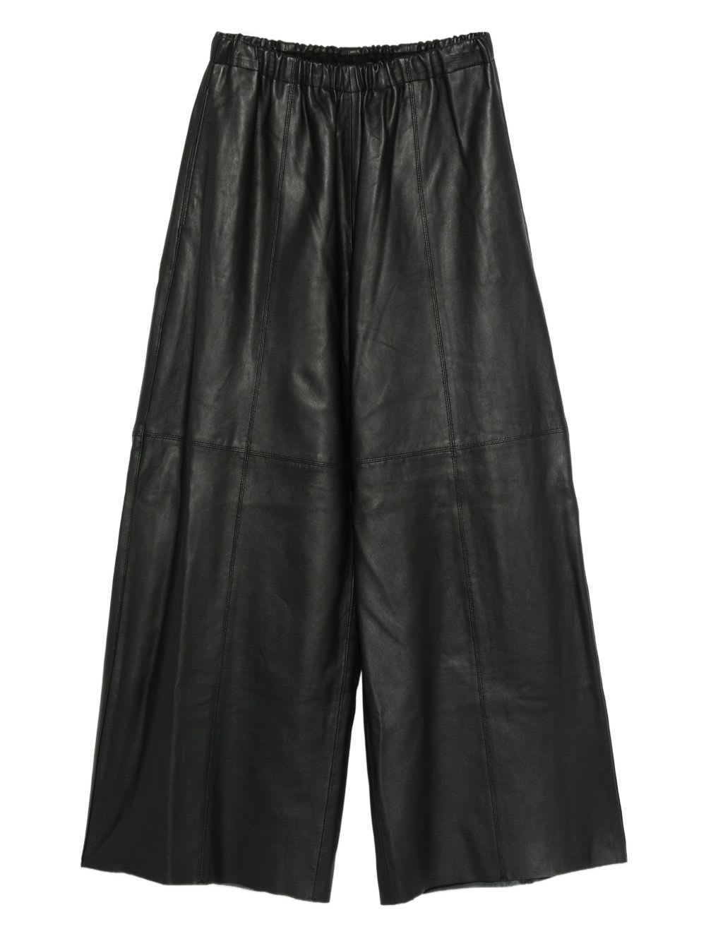 Alysi Leather Wide-leg Trousers In Black