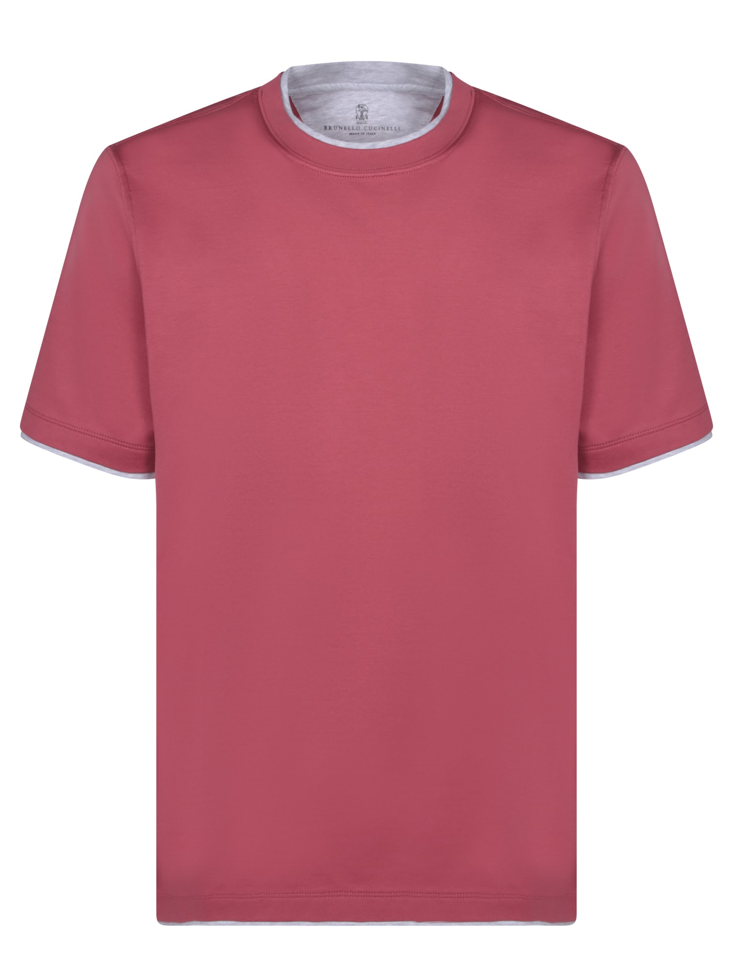 Shop Brunello Cucinelli Contrastind Edges Salmon T-shirt In Red