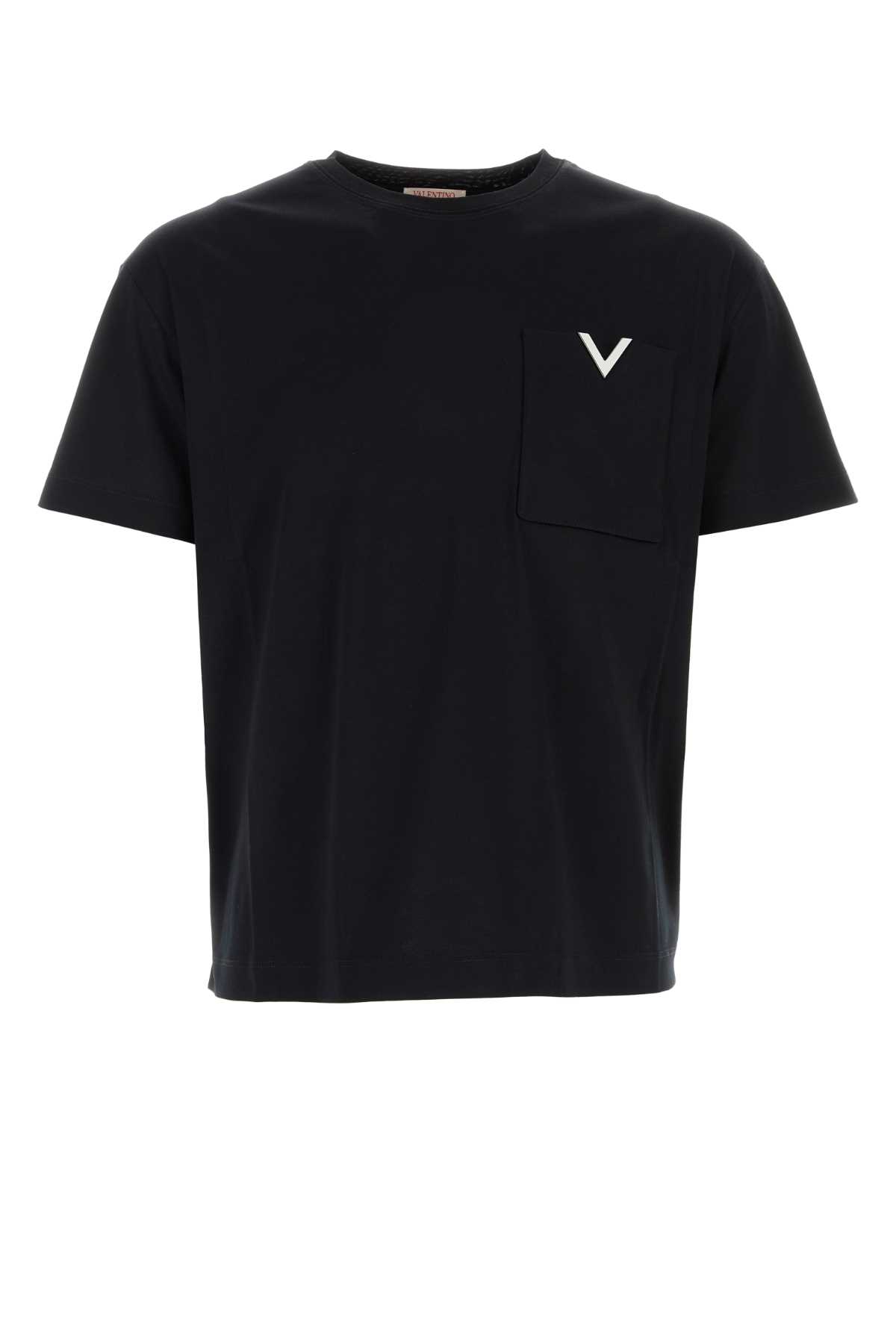 Shop Valentino Black Cotton T-shirt In Nero