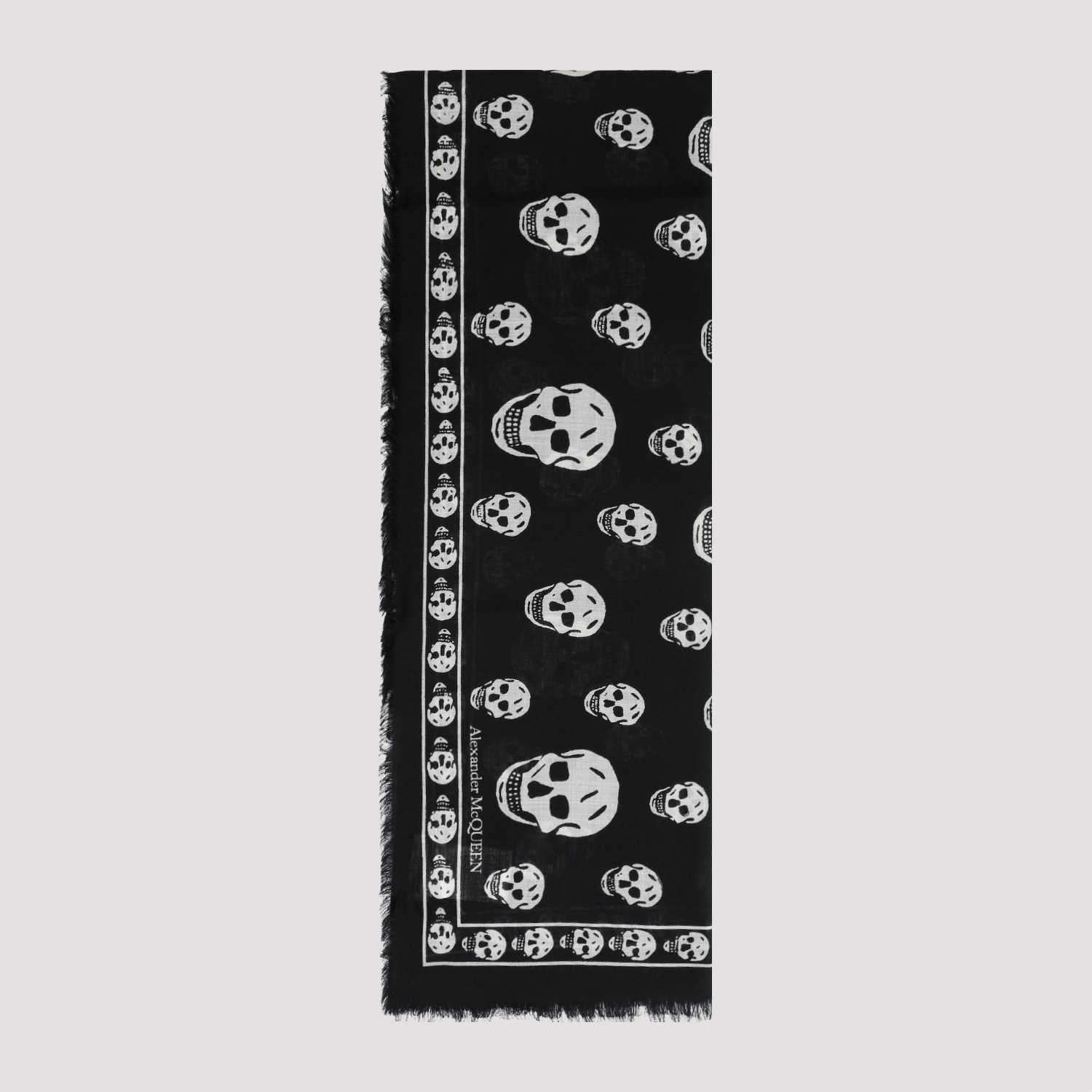 Shop Alexander Mcqueen Skull Scarf In Black Ivory