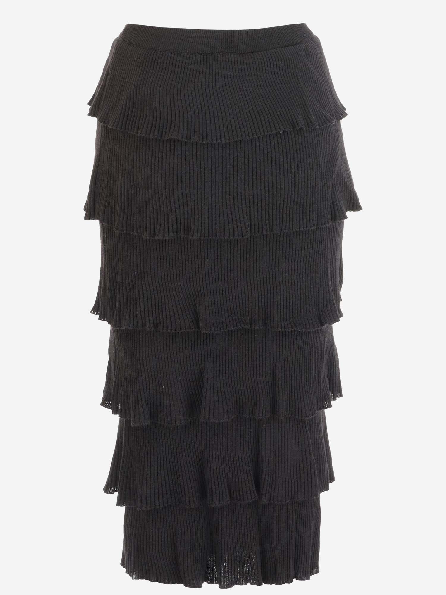 Shop Moschino Wool Skirt With Ruffles In Black