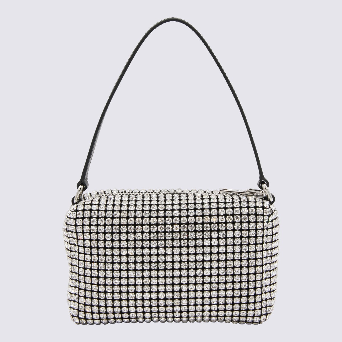 Shop Alexander Wang Silver-tone Rhinestones Shoulder Bag In White