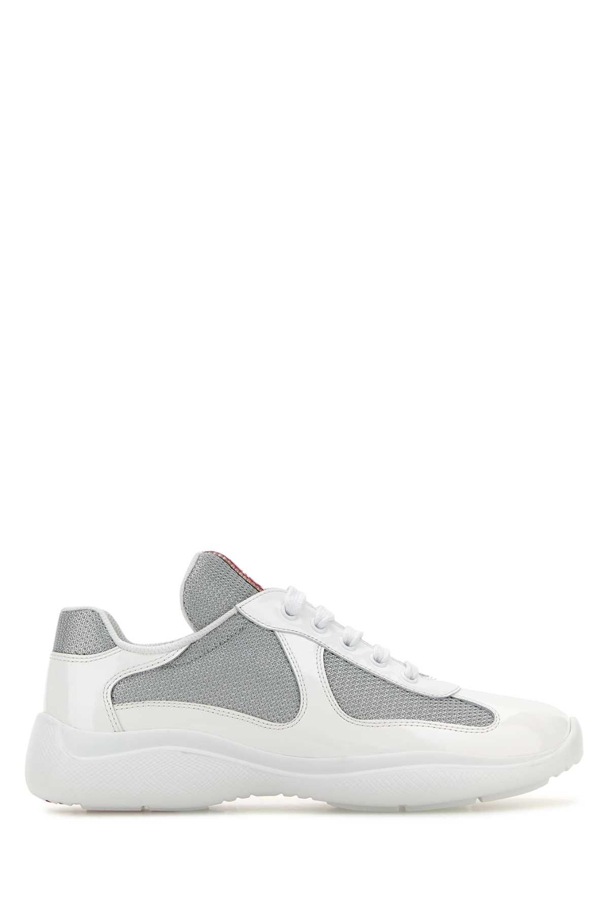 Two-tone Leather And Fabric Prada America S Cup Sneakers