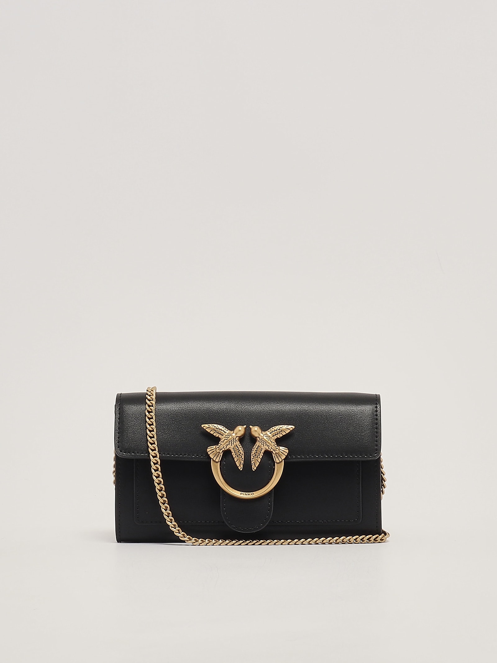 Shop Pinko Love One Wallet C Shoulder Bag In Nero