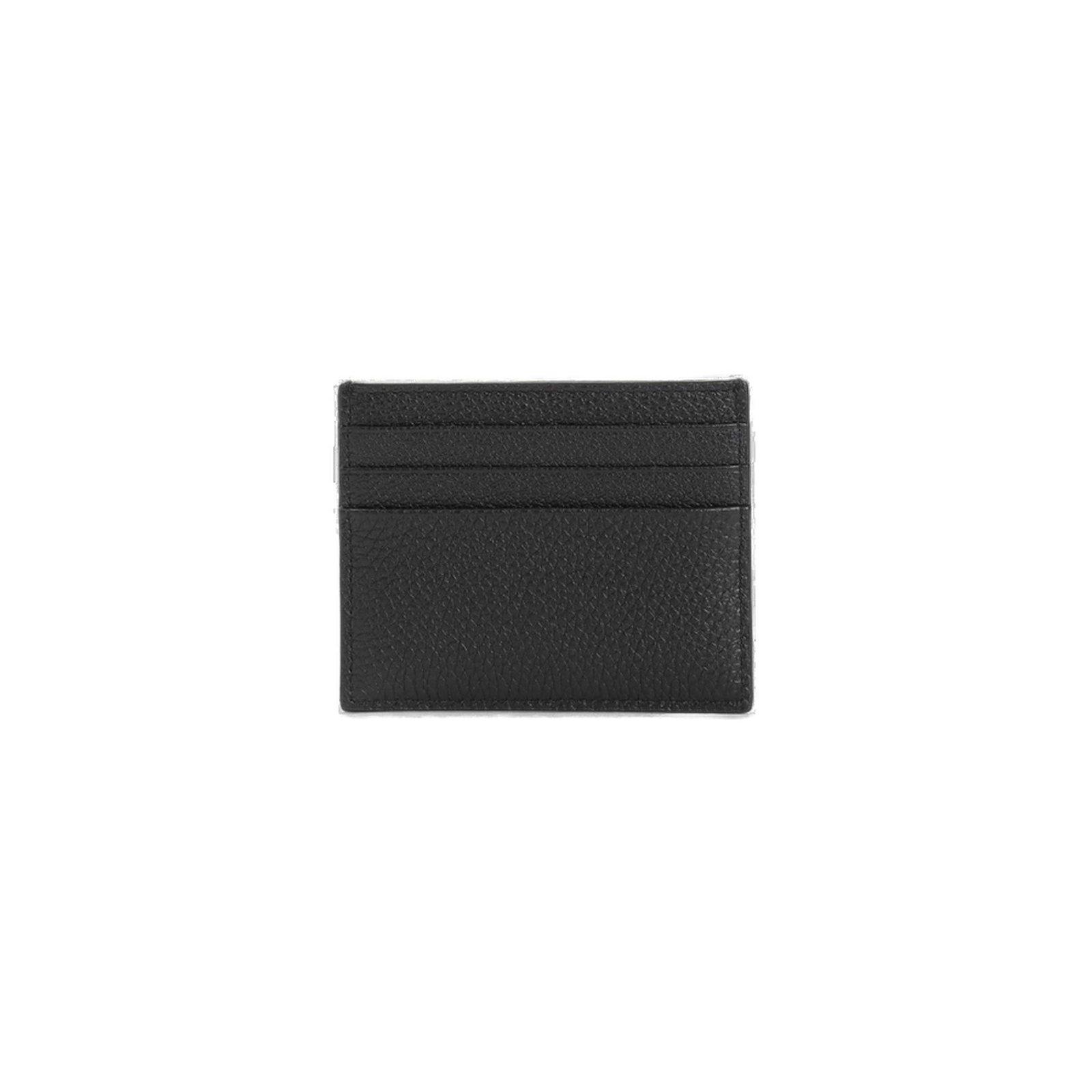 Prada Logo Plaque Open Top Cardholder In Black