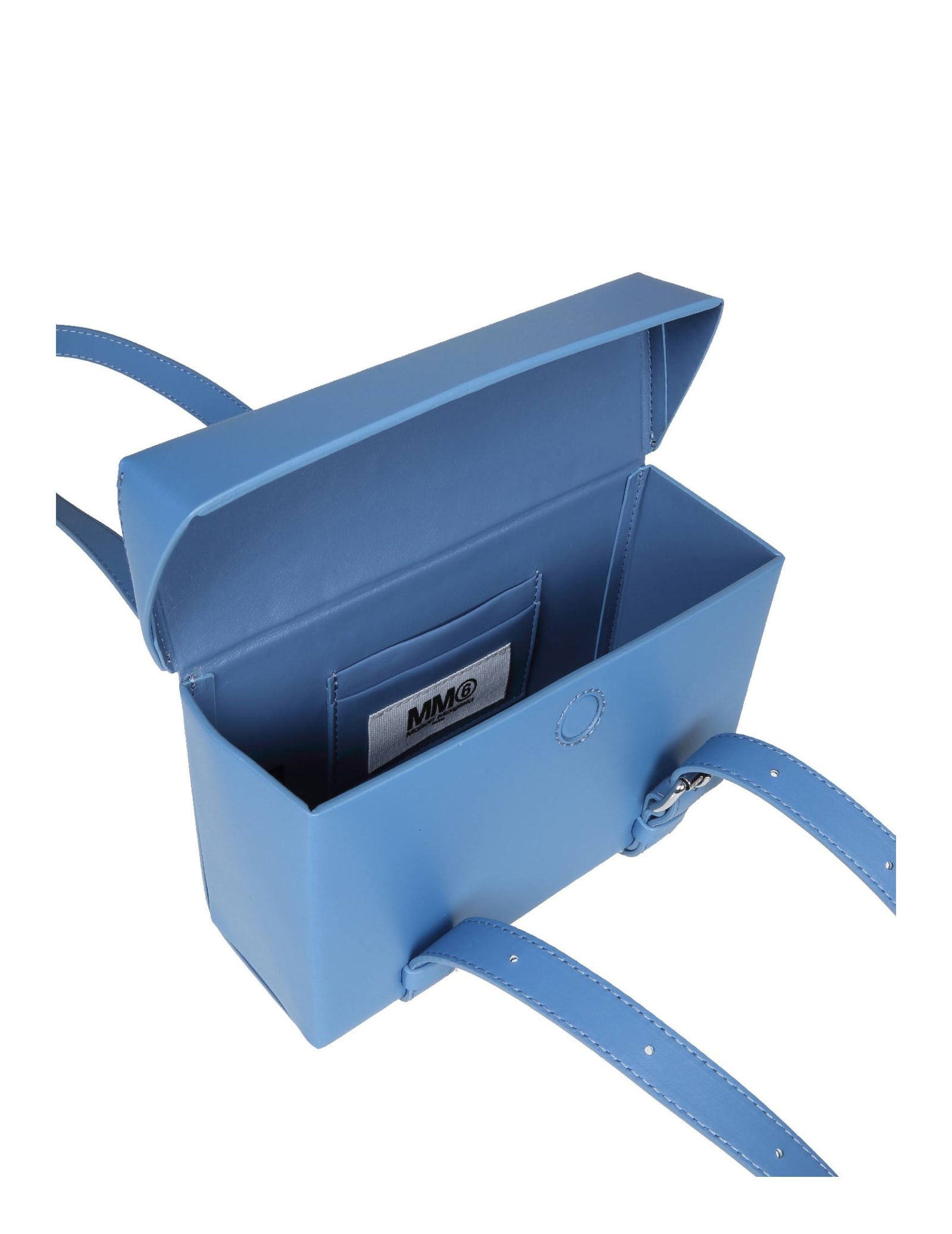 MM6 MAISON MARGIELA SMALL CLUTCH BOX IN LEATHER COLOR LIGHT BLUE