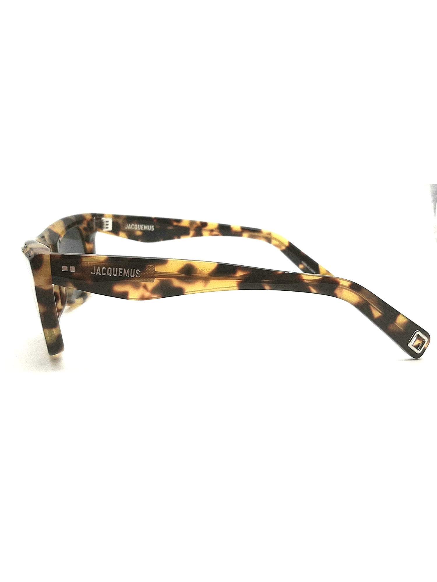 Jacquemus Logo Rectangular Sunglasses In T_shell/ Silver/ Grey