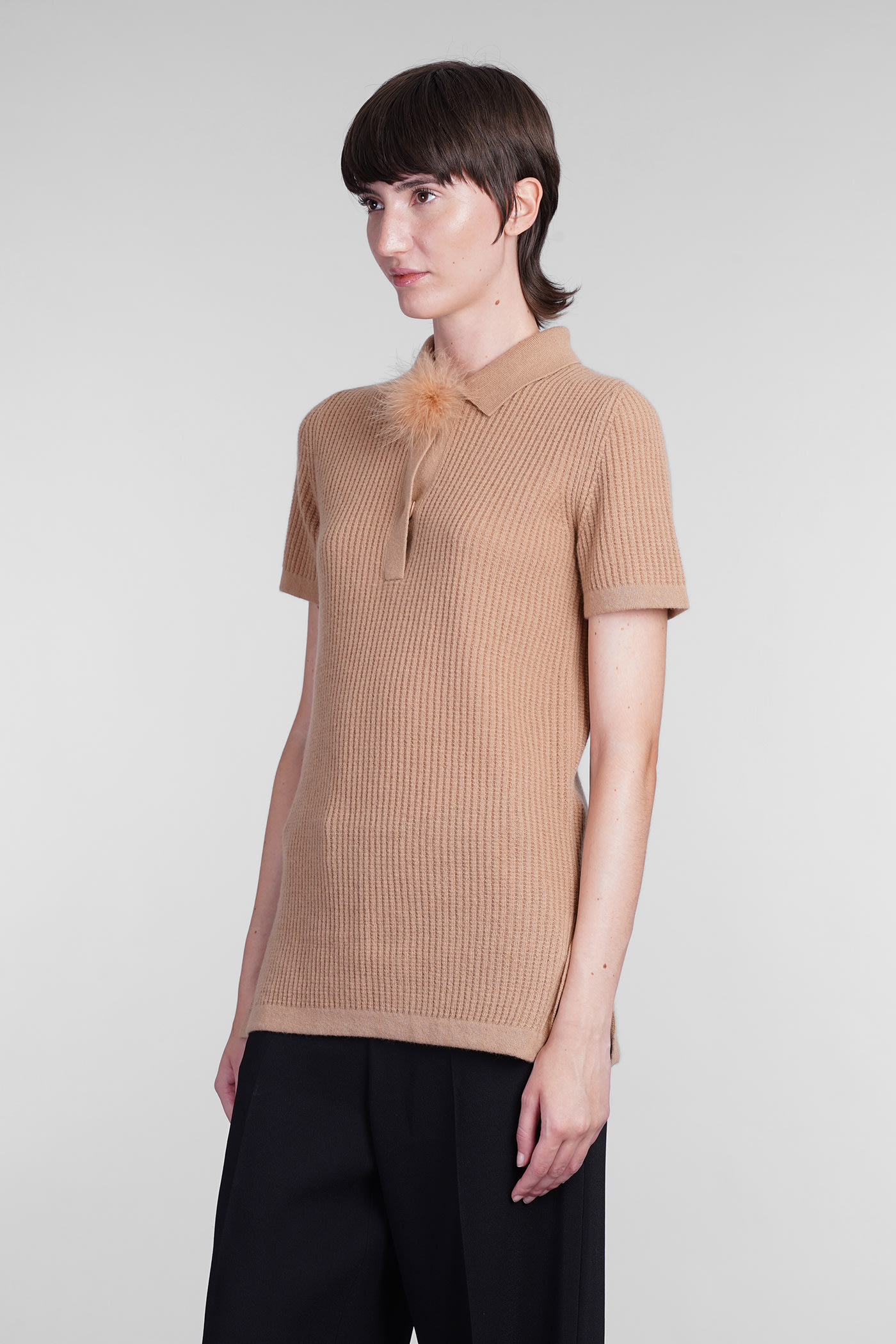 Shop Blumarine Polo In Brown Wool