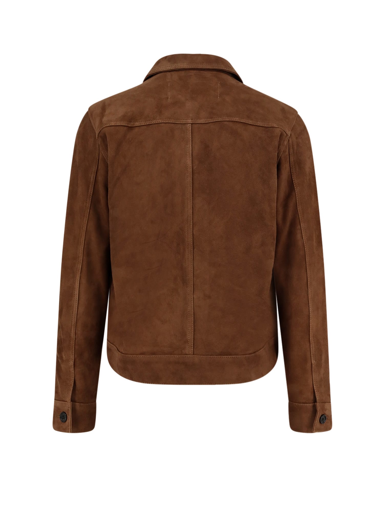 Ami Alexandre Mattiussi Mens Noisette Pointed-collar Embossed-logo Leather Jacket In Brown