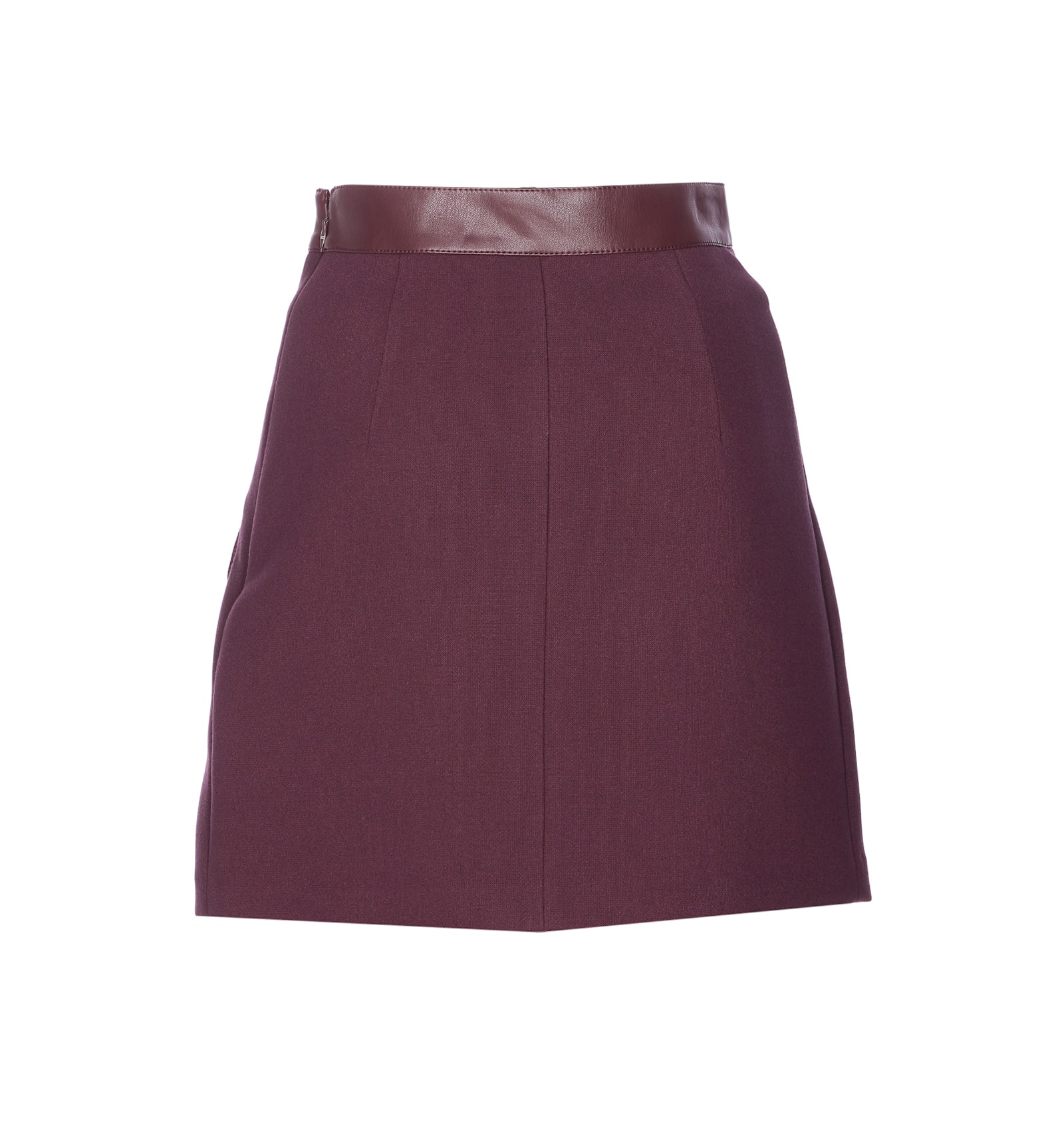 Elisabetta Franchi High Waist Skirt Logo Buttons In Burgundy