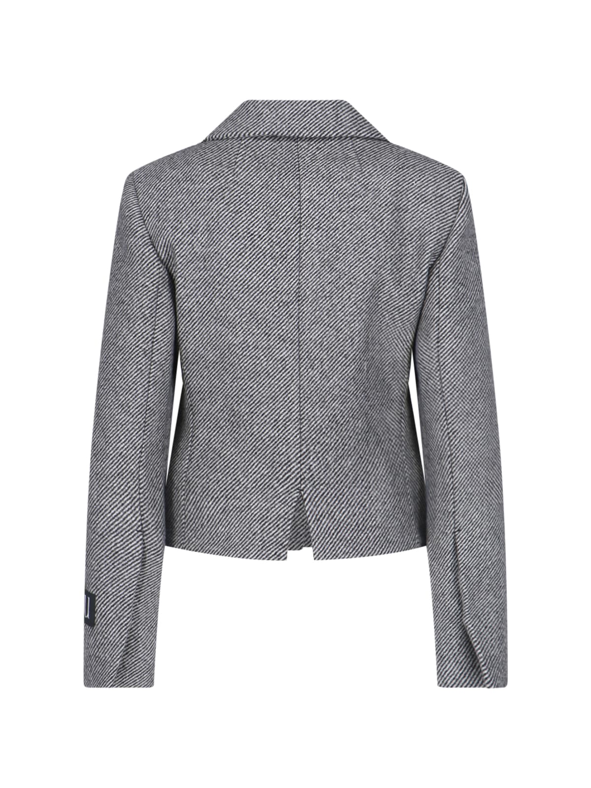 Shop Patou Crop Tweed Jacket In Gray