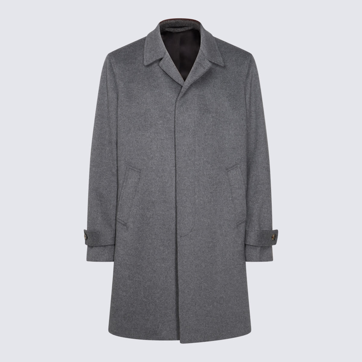 Shop Lardini Grey Wool Coat