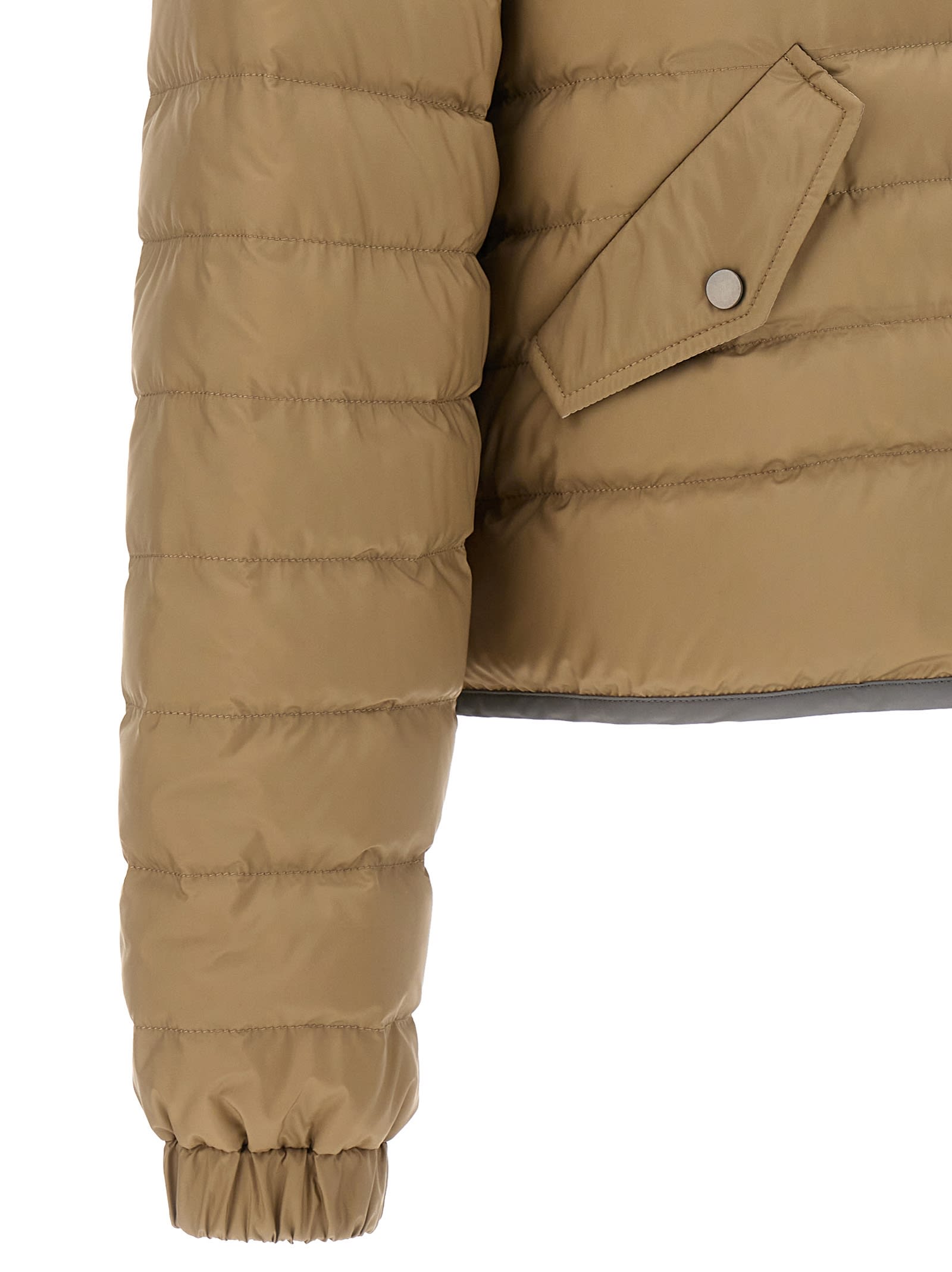 Shop Brunello Cucinelli Monile Detail Down Jacket In Beige