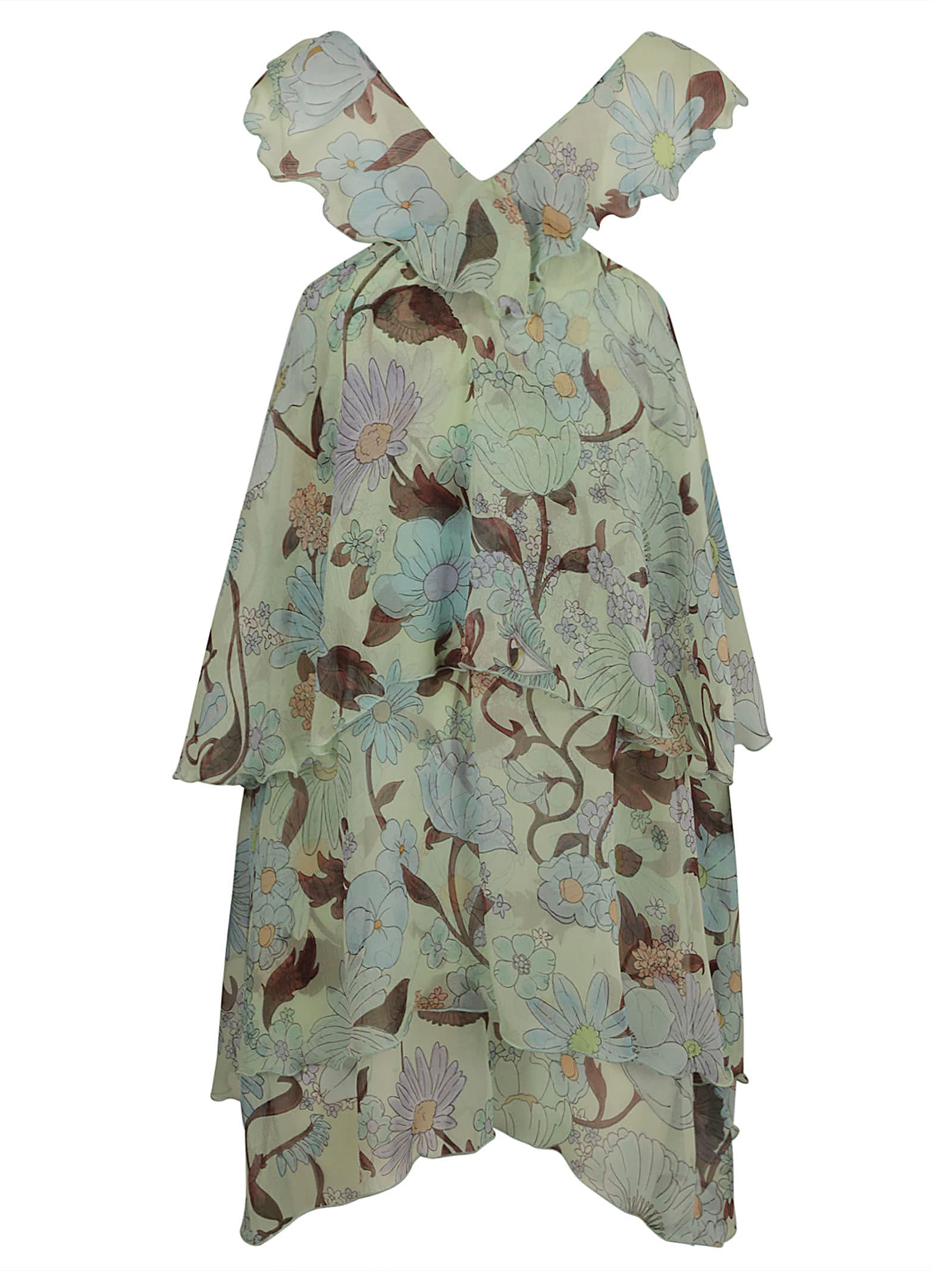 Stella Mccartney Garden Print Frill Mini Skirt In Multicolor