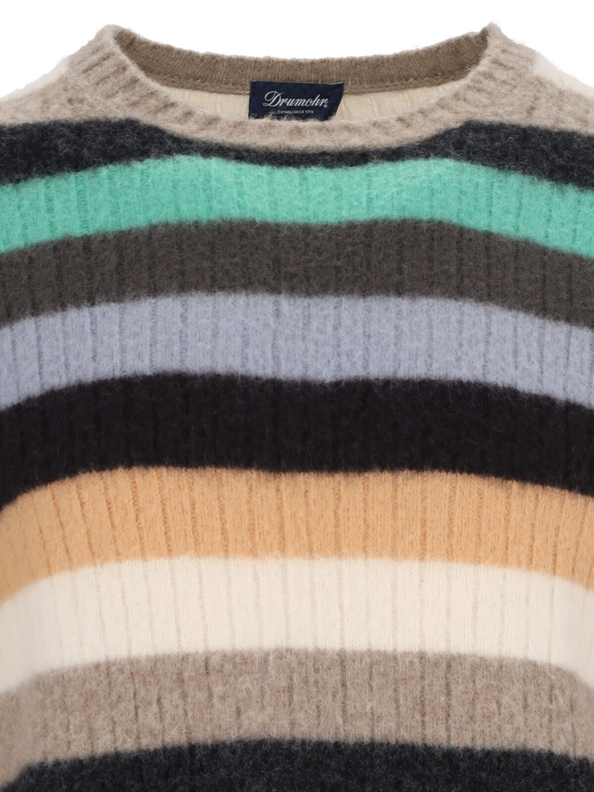 Drumohr Ribbed Striped Crewneck Sweater In Multicolor