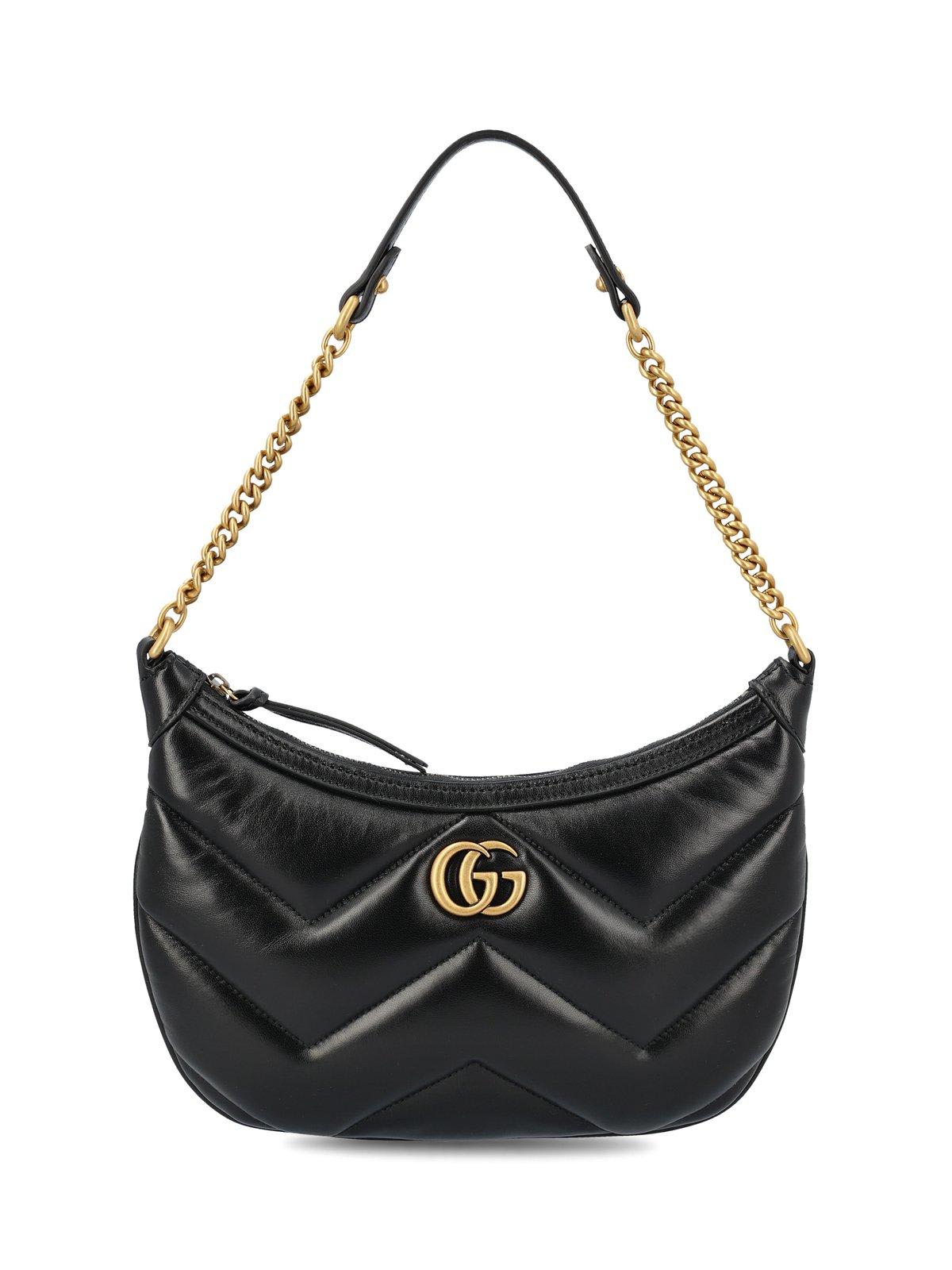 Shop Gucci Gg Marmont Small Shoulder Bag In Black