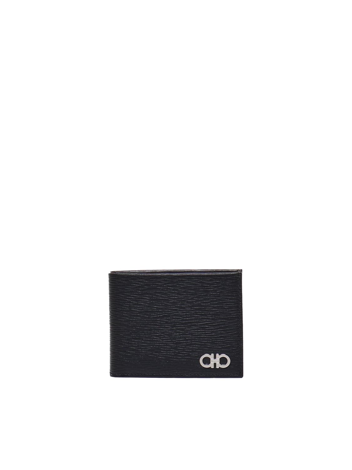 Shop Ferragamo Gancini Wallet In Calfskin In Black