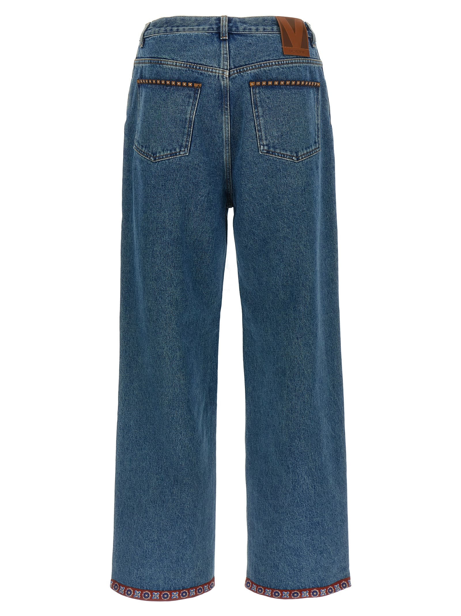 Valentino Denim Jeans With Back Patch Pockets In Blue
