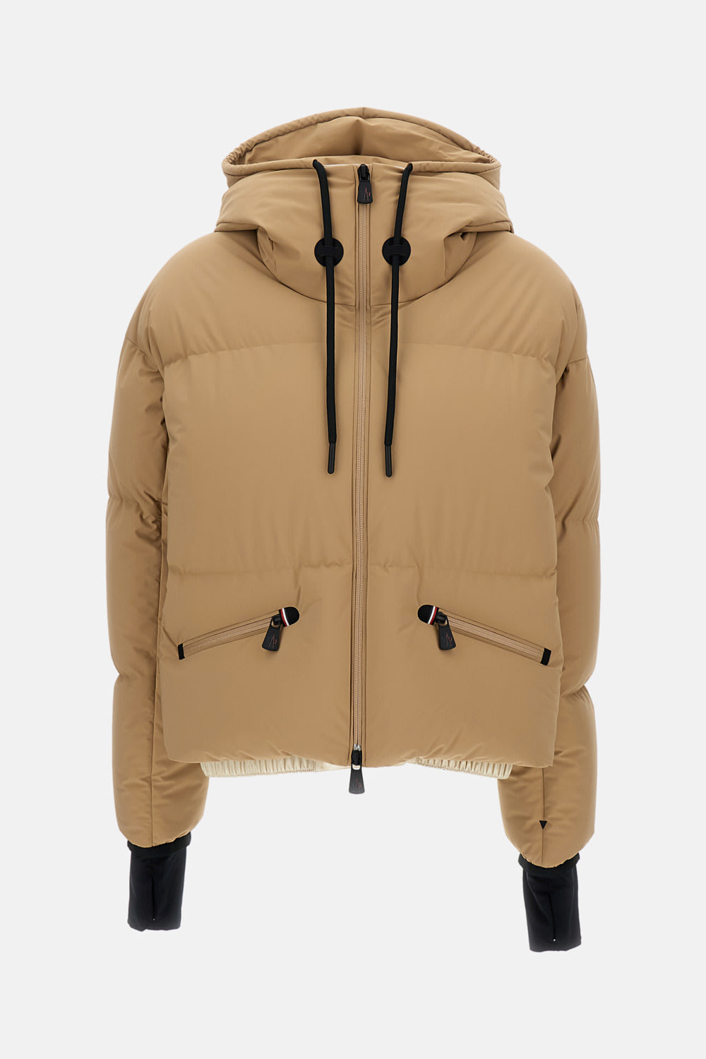 Moncler Hooded Drawstring Puffer Jacket In Brown