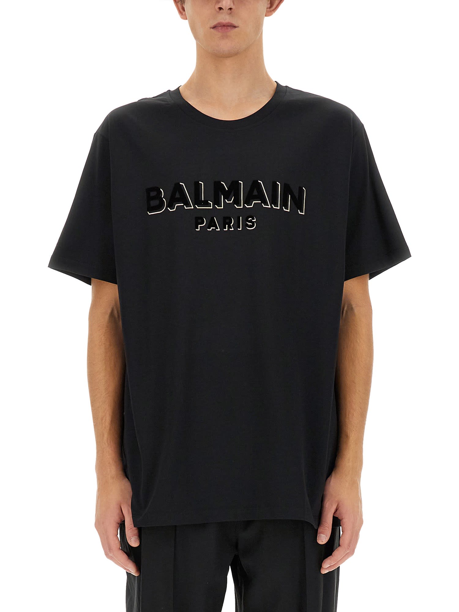 Shop Balmain T-shirt With Logo In Noir