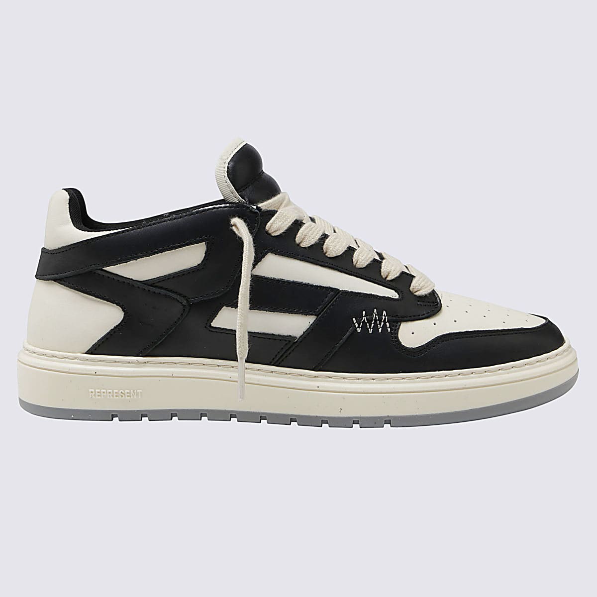 White And Black Leather Reptor Low Panelled Sneakers
