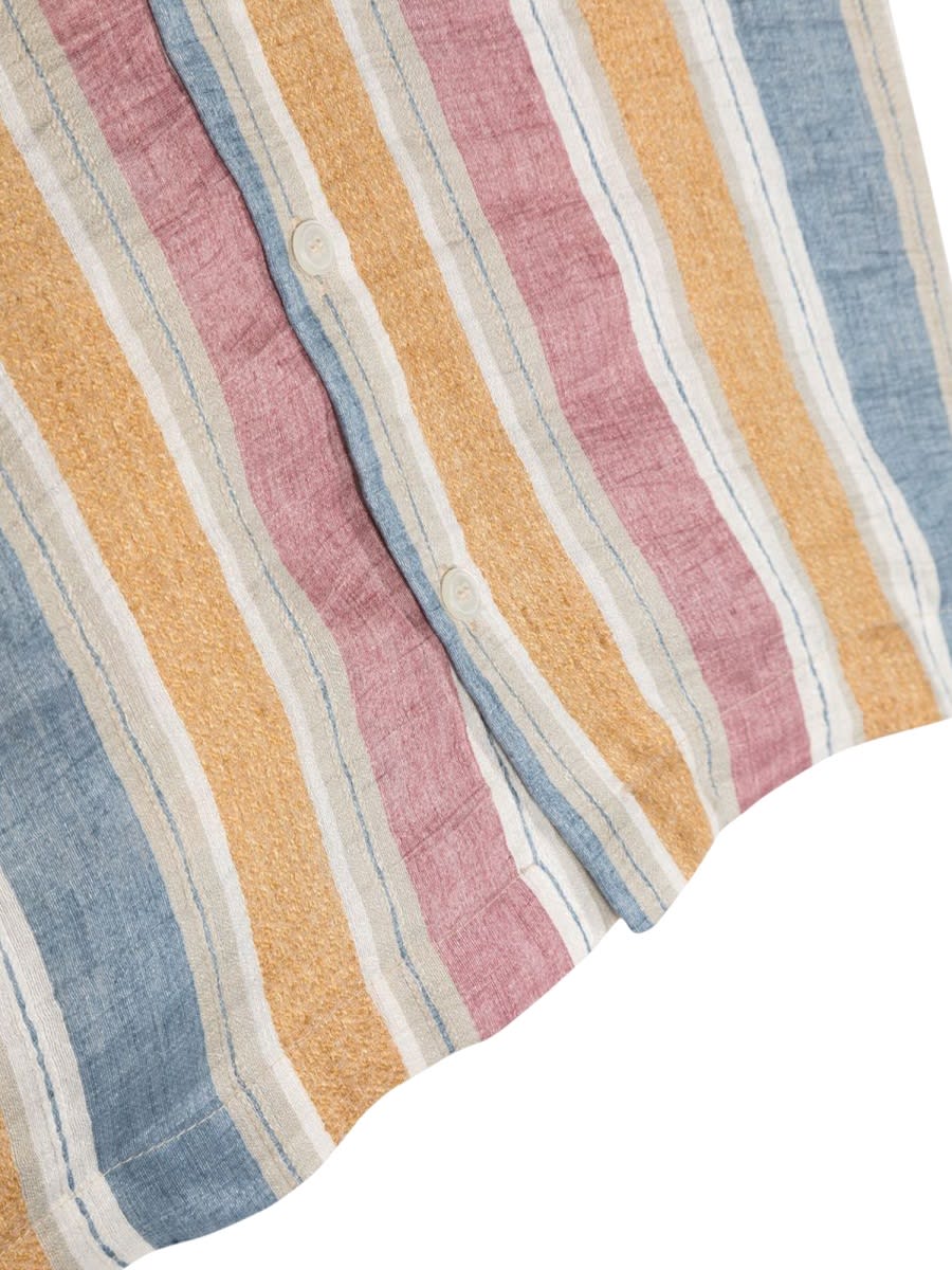 Il Gufo Striped Short Sleeve Blouse In Multicolour