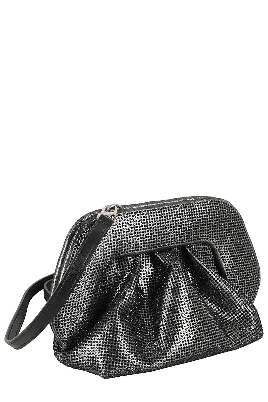 Shop Themoirè Gea Ruched Embellished Clutch Bag  In Black