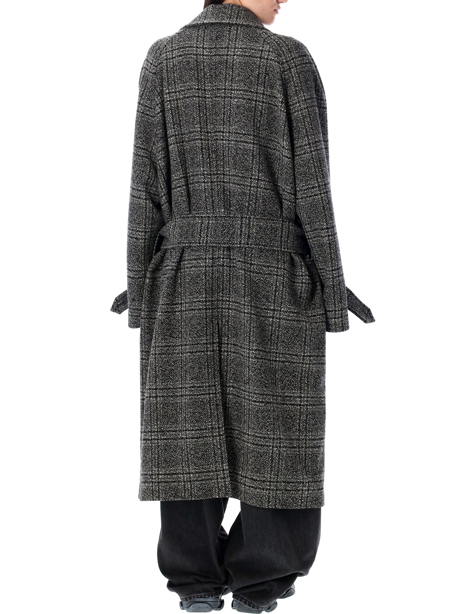 Balenciaga One Layer Raglan Coat In Gray