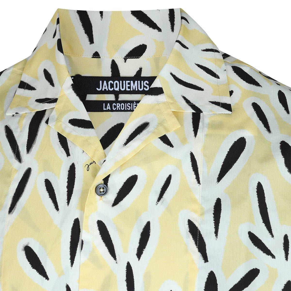 Jacquemus Yellow Cotton Jean Shirt With Playful Leaf Pattern In Yellow