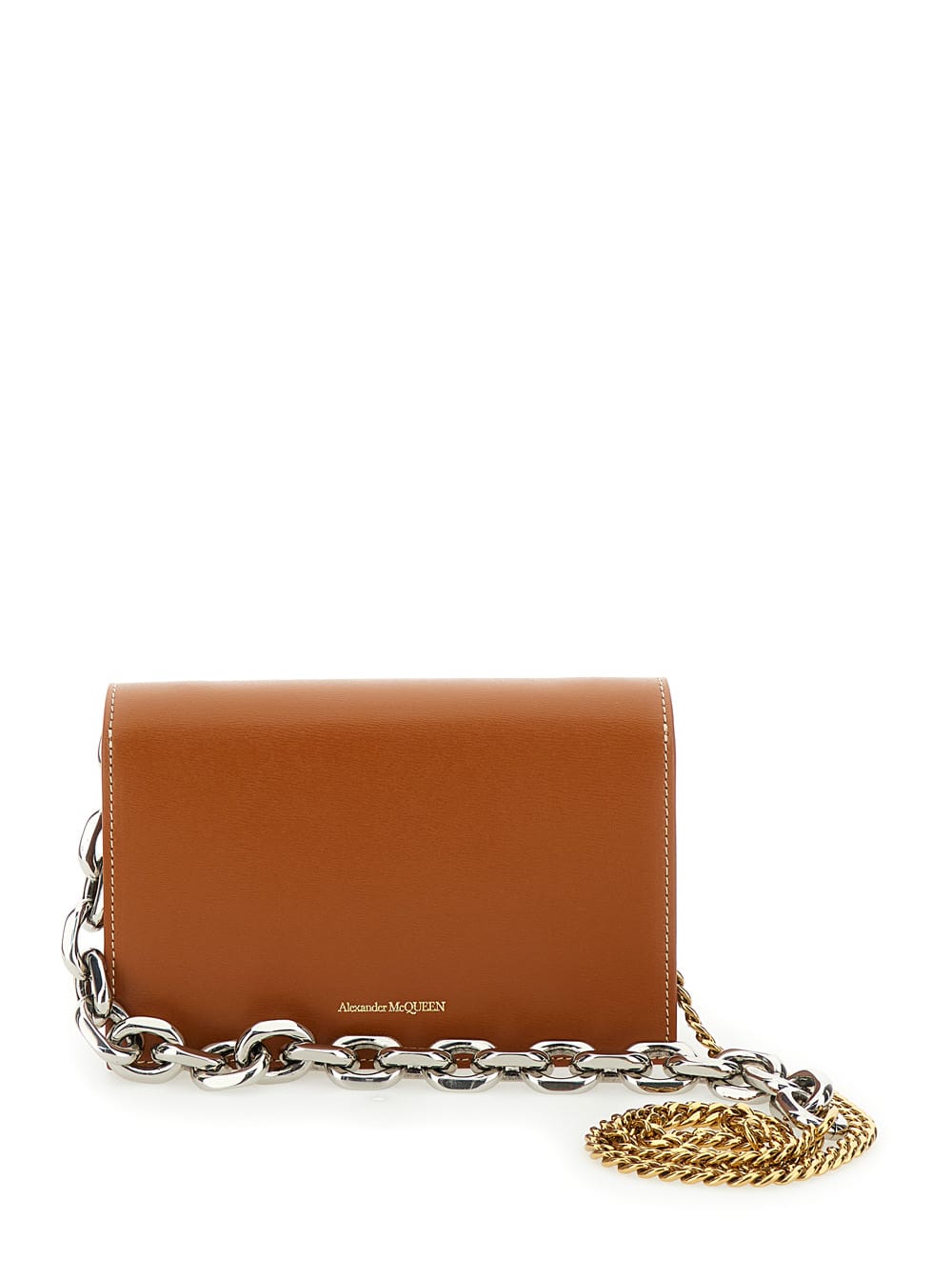 Shop Alexander Mcqueen Small Skull Caramel Crossbody Bag With Skull Detail In Leather Woman In Brown