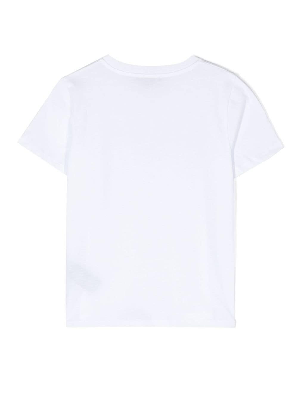Shop Balmain Crewneck T-shirt With Print In White/silver