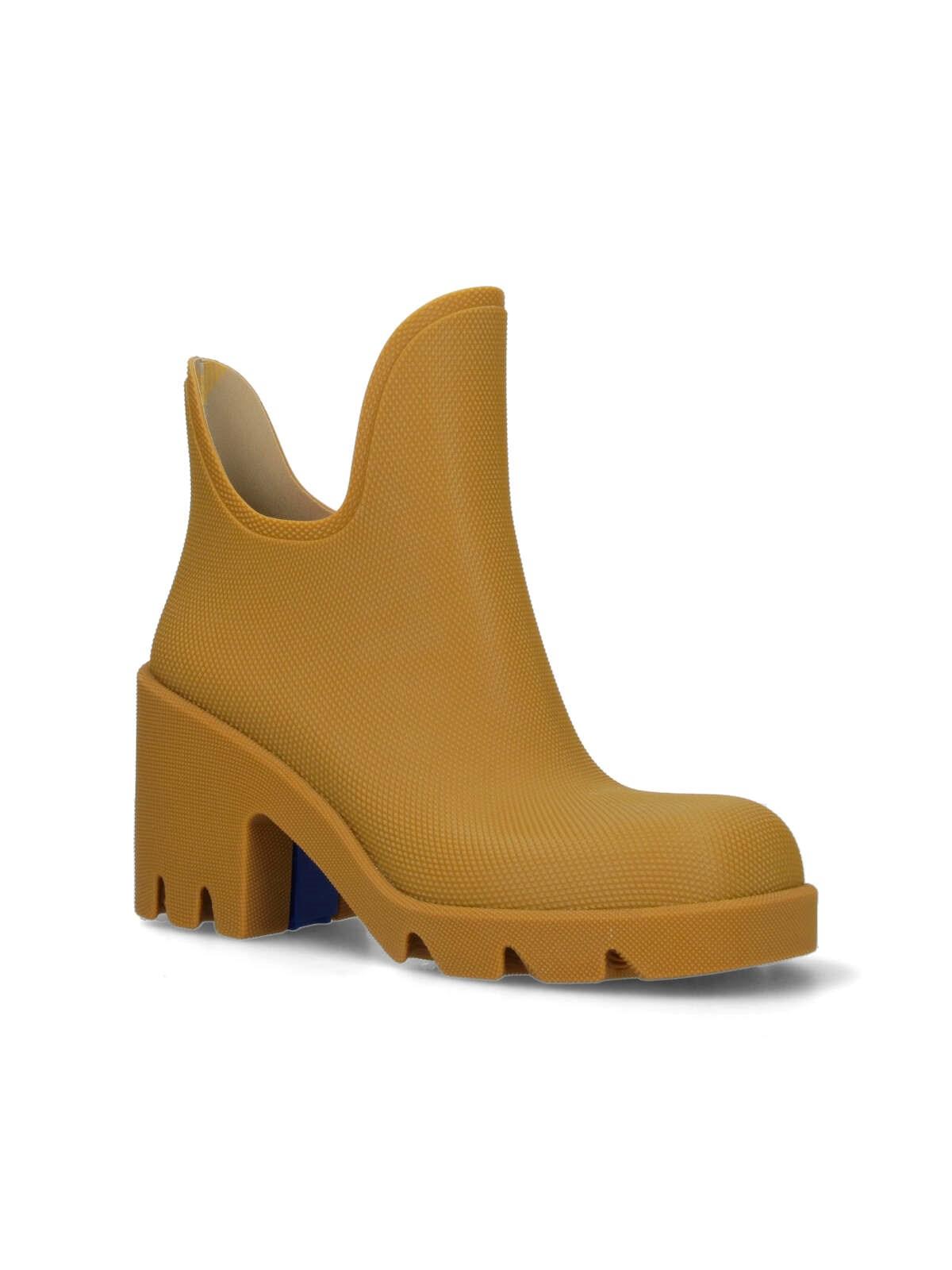 Burberry Woman Ankle Boots Mustard Size 8 Rubber In Beige