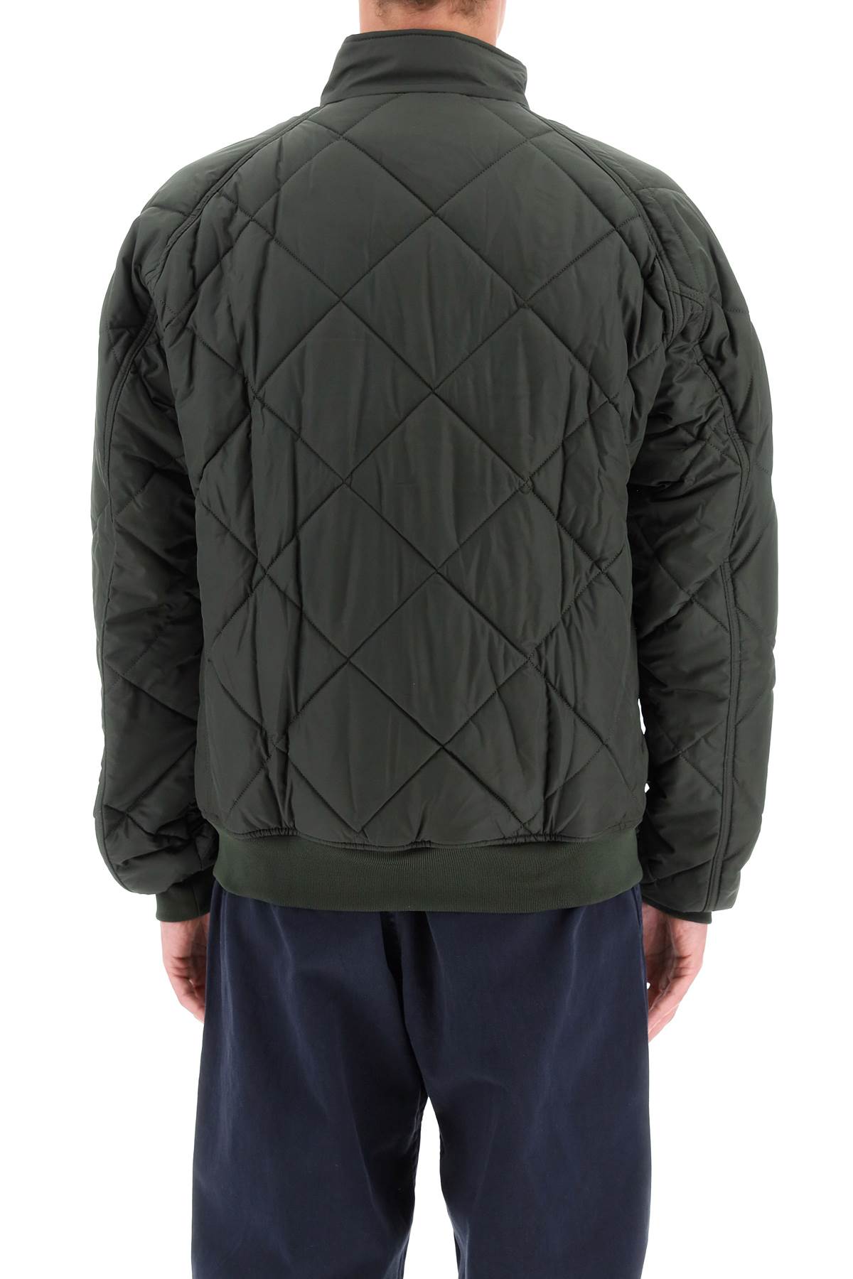 Barbour Quilted High Neck Jacket With Logo Accents In Green