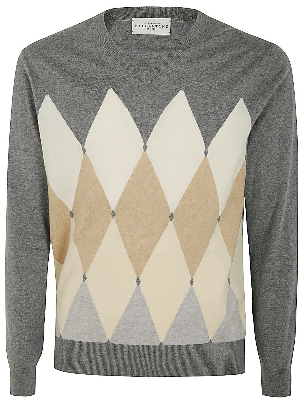 Shop Ballantyne V Neck Pullover In Grey Light Grey Juta Beige