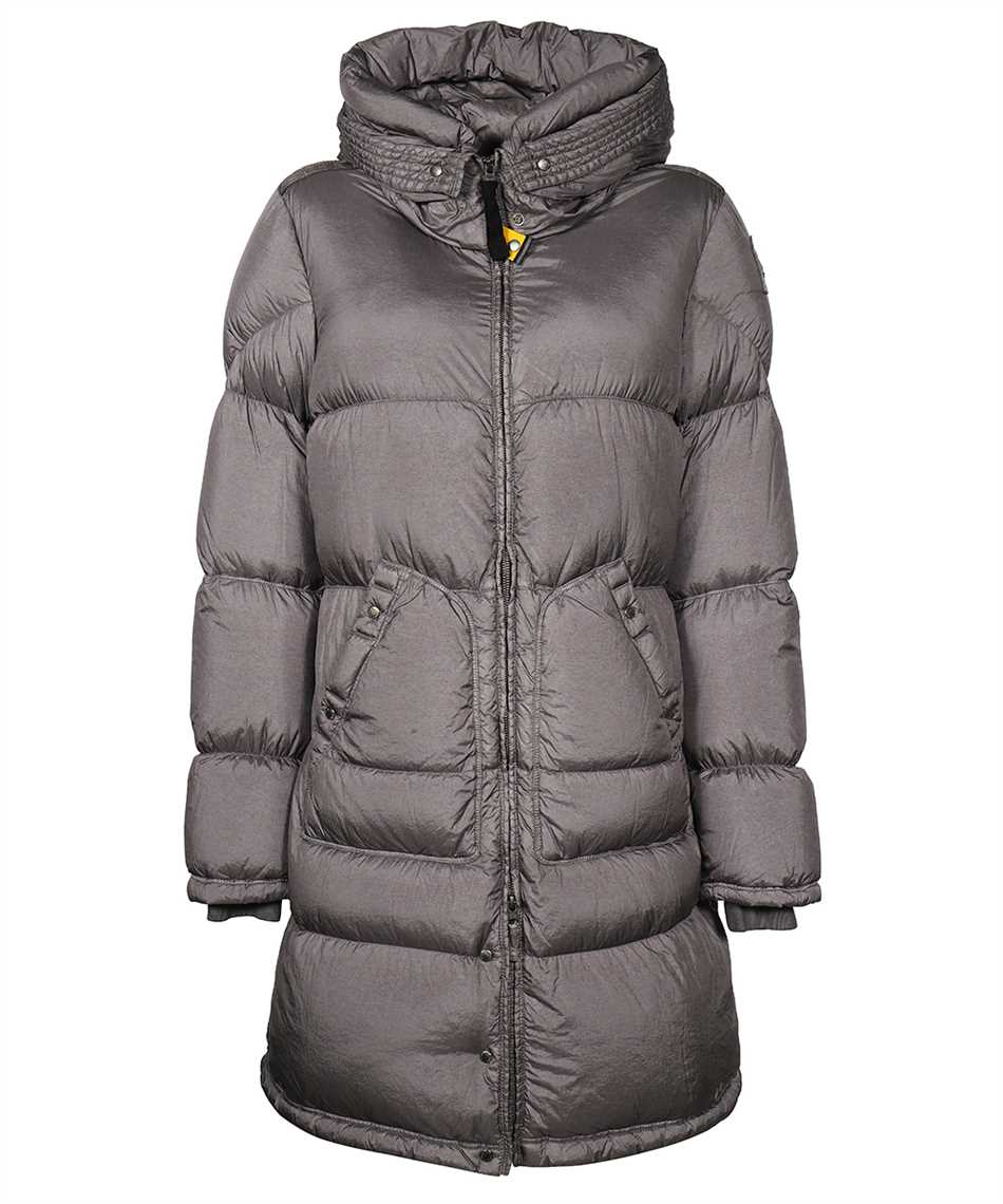 Shop Parajumpers Angelica Long Hooded Down Jacket In Grey