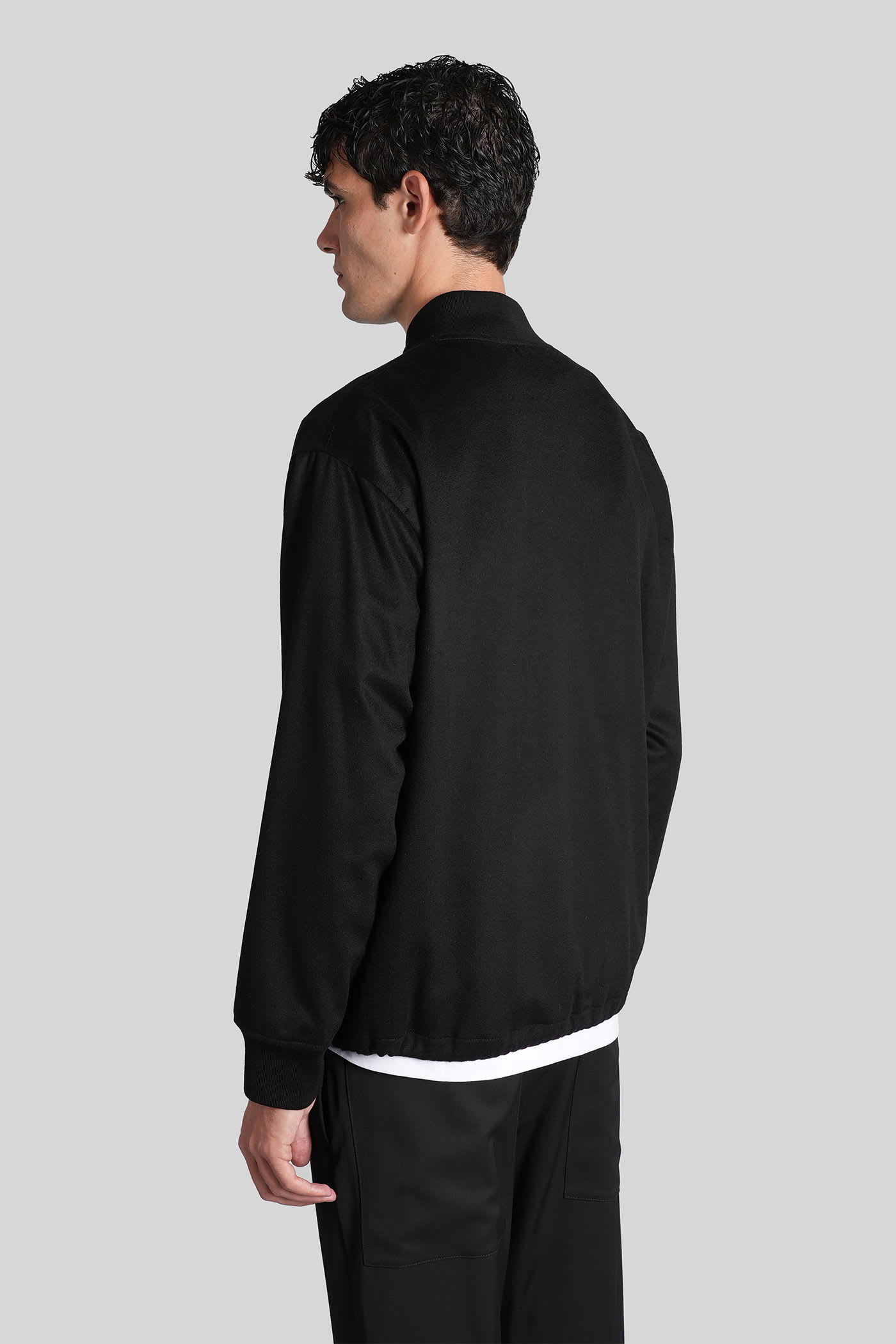 Barena Venezia Wool Zip-front Bomber Jacket In Black