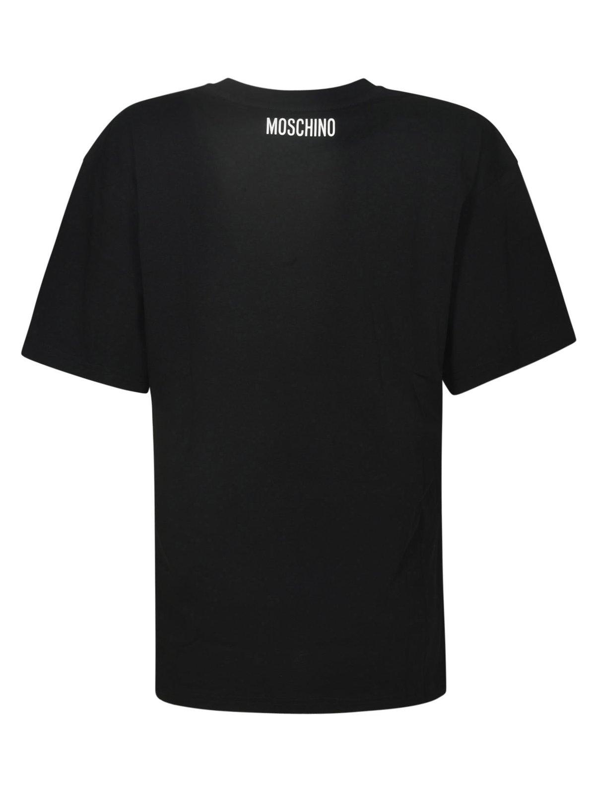 Shop Moschino Slogan-printed Crewneck T-shirt In Black